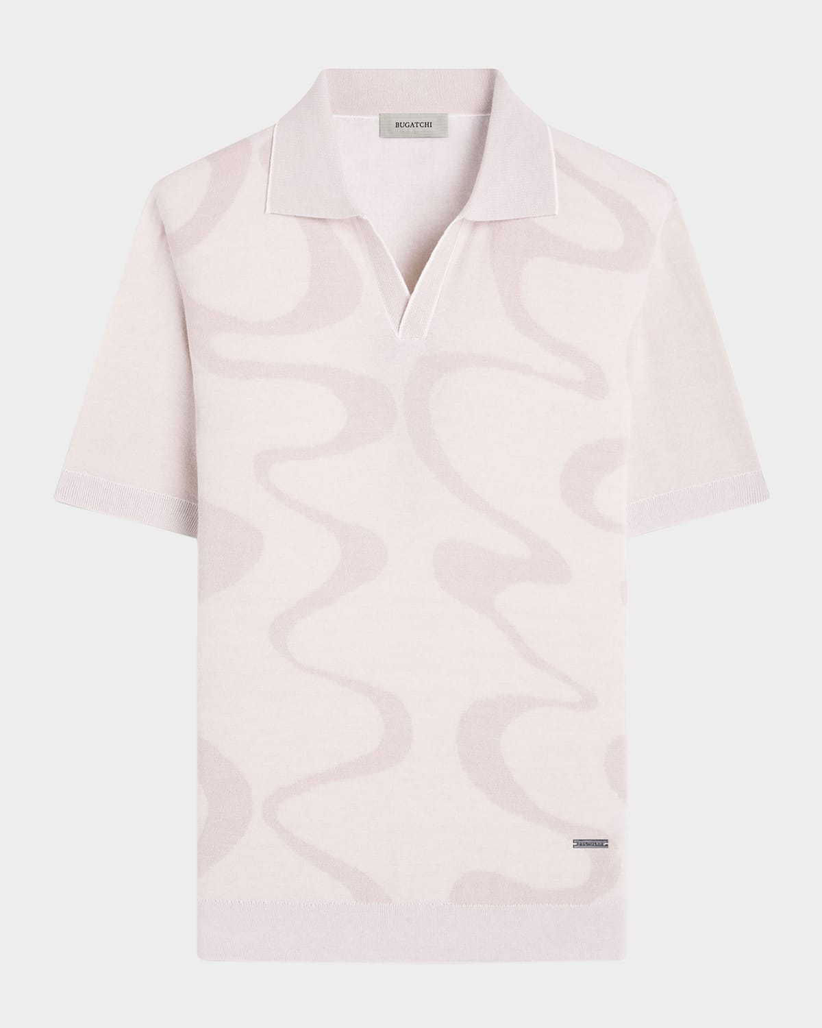 Men's Short-Sleeve Polo Sweater with Johnny Collar