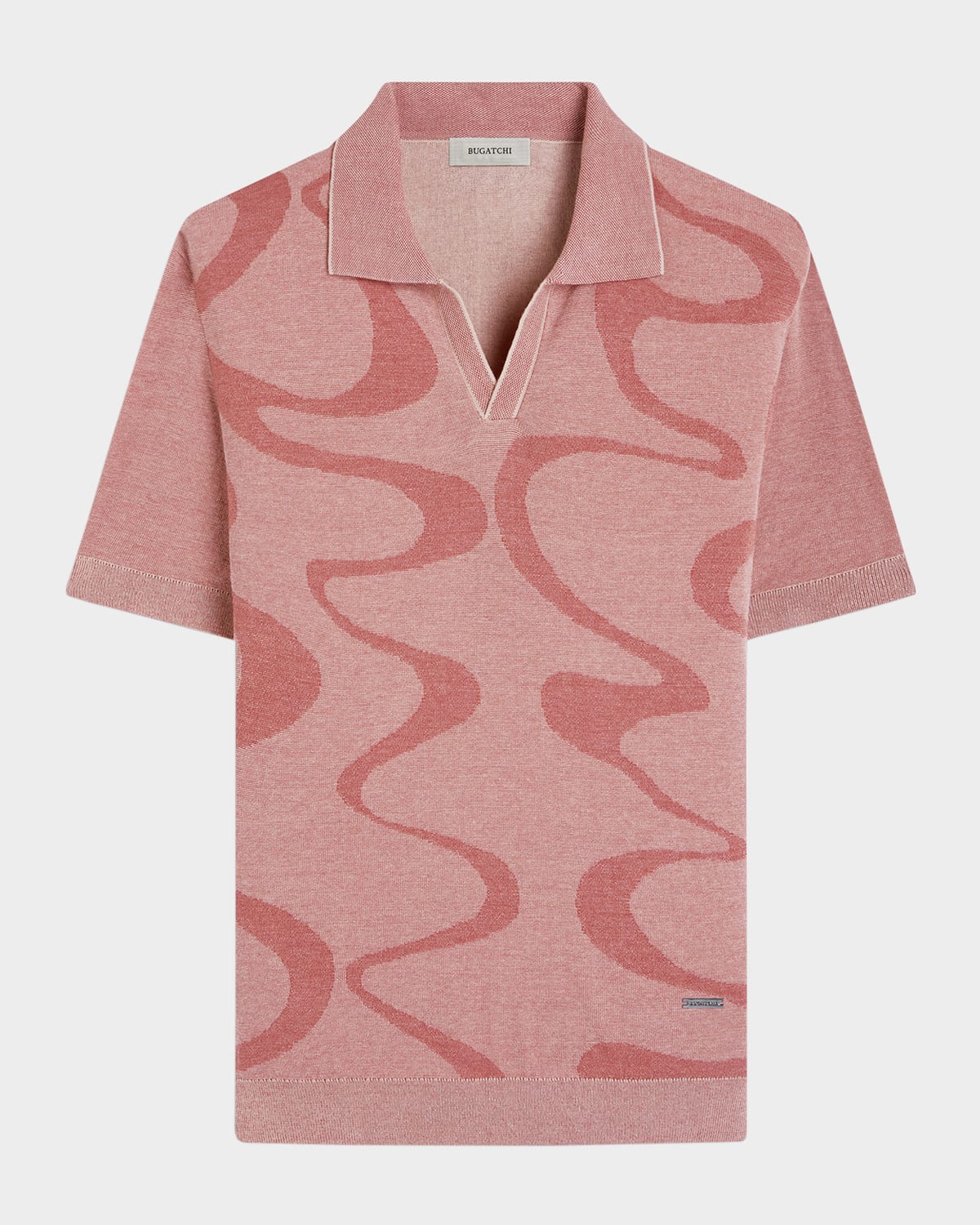 Men's Short-Sleeve Polo Sweater with Johnny Collar
