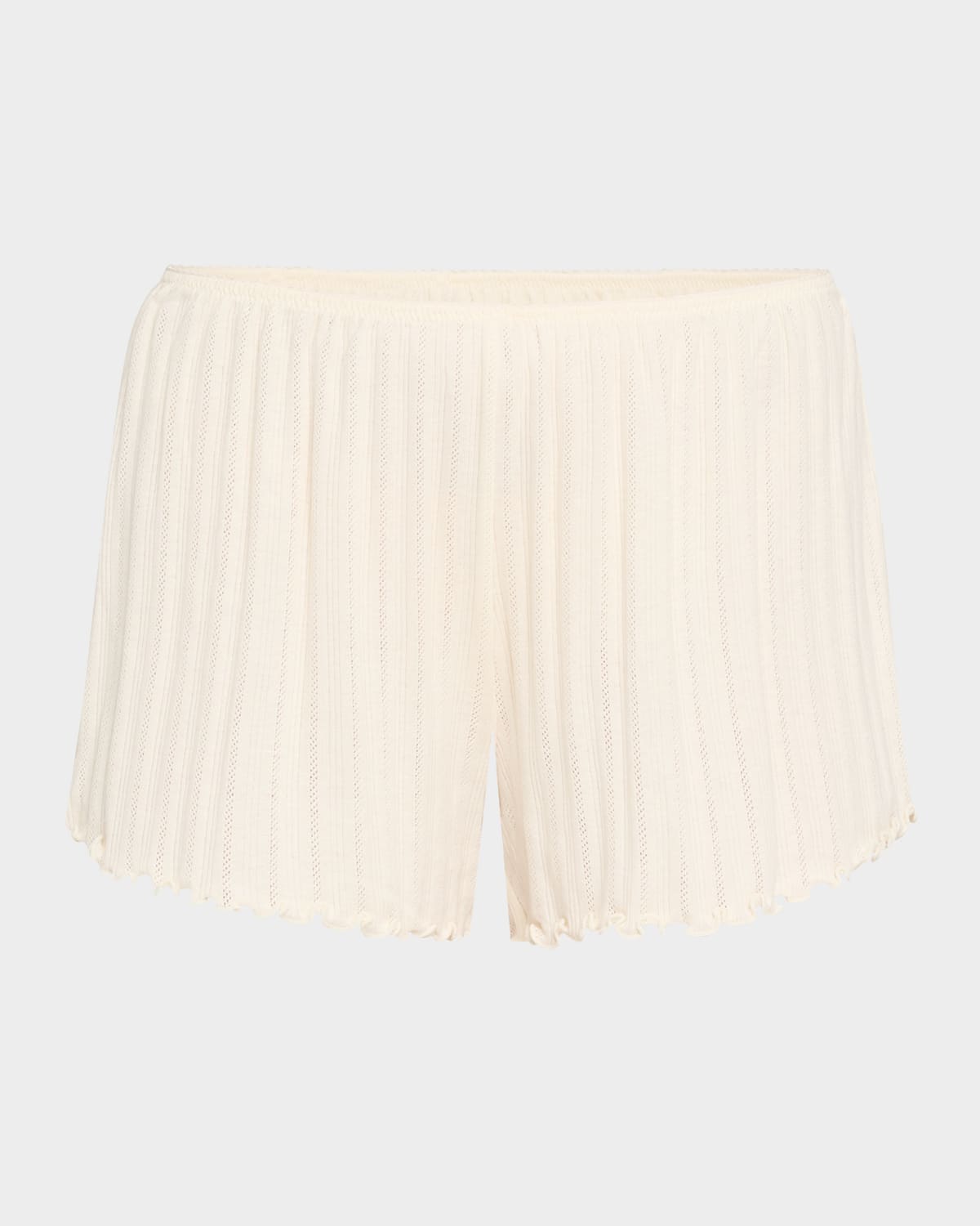 Eberjey Pointelle Cotton-blend Shorts In Ivory