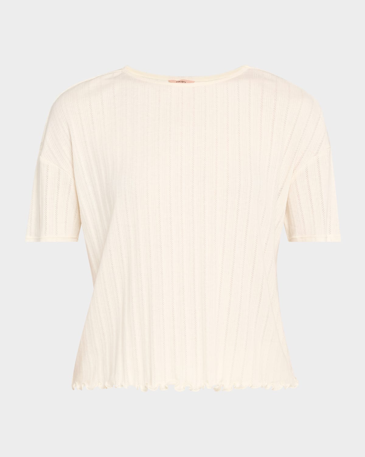 EBERJEY POINTELLE LETTUCE-HEM TEE 