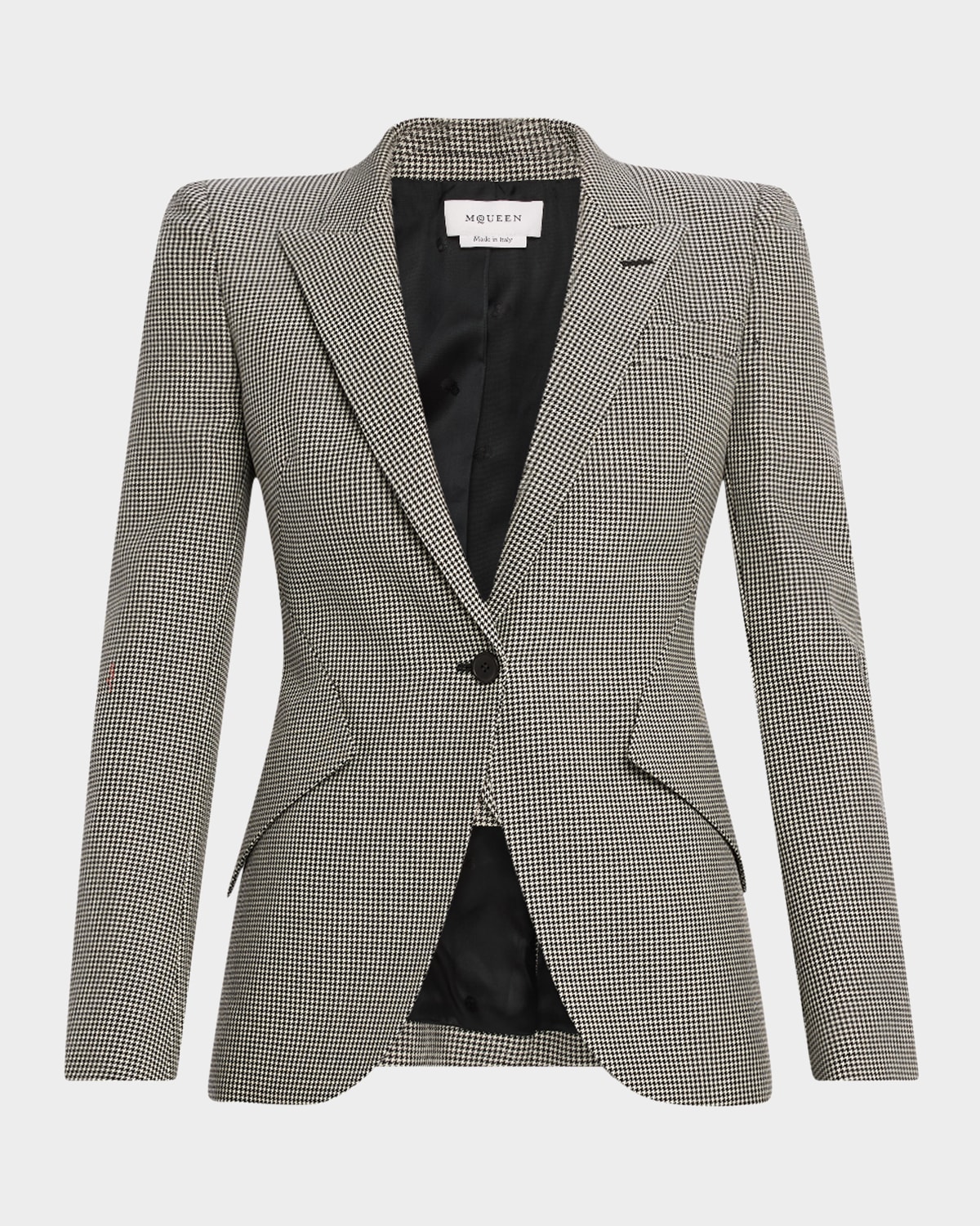 Alexander Mcqueen Single-breasted Houndstooth Blazer In Gray