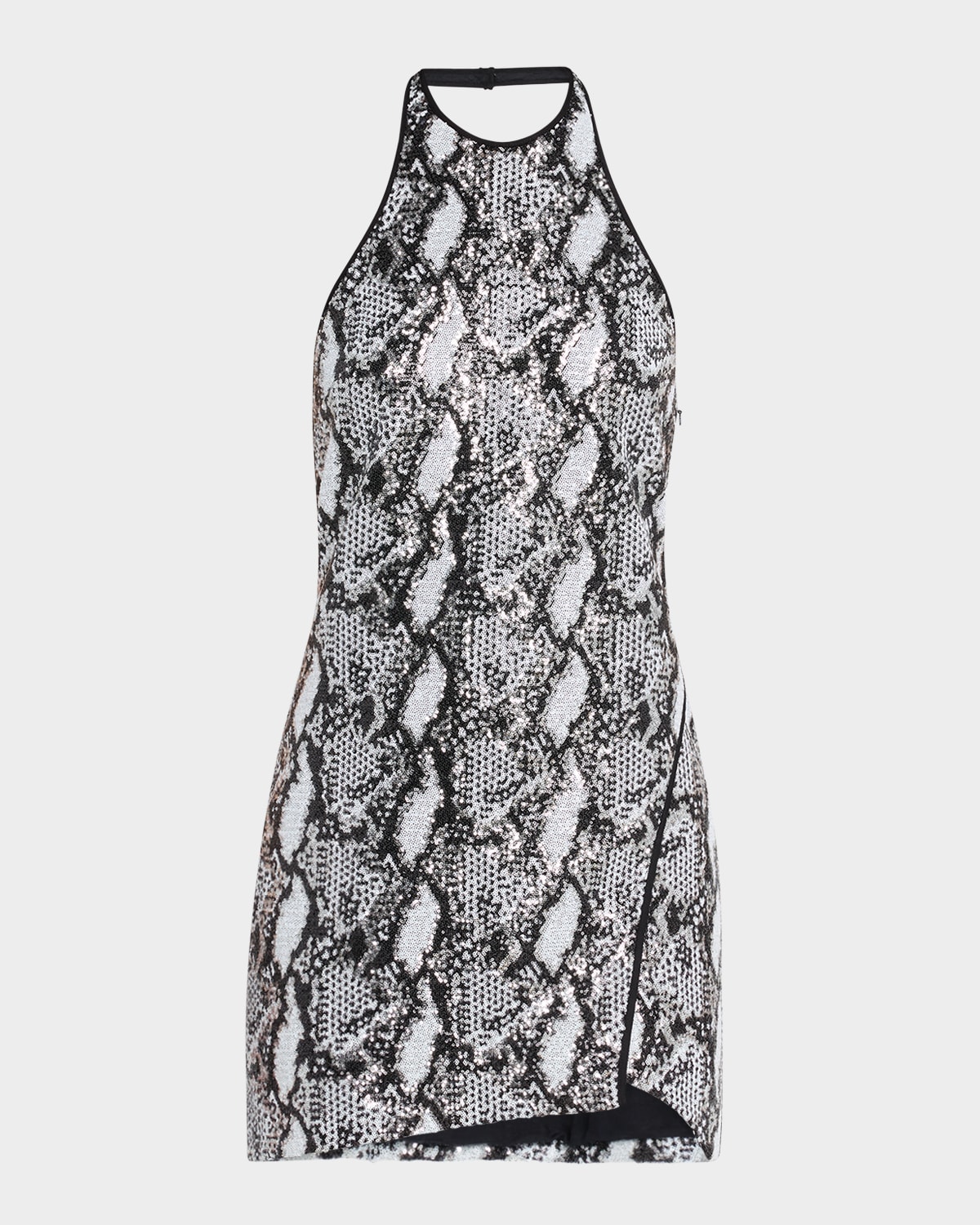 Allany Sequined Halter Mini Dress