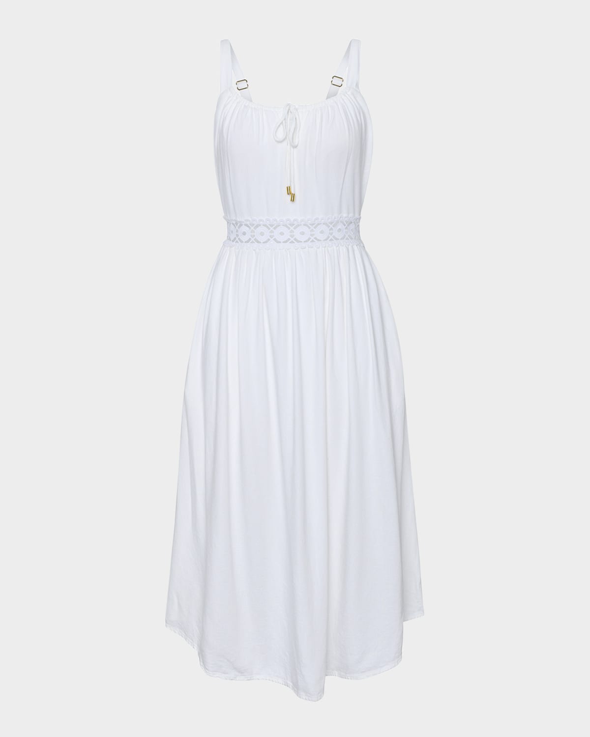 La Blanca Lake Side Tie Neck Midi Cover-up Dress In White
