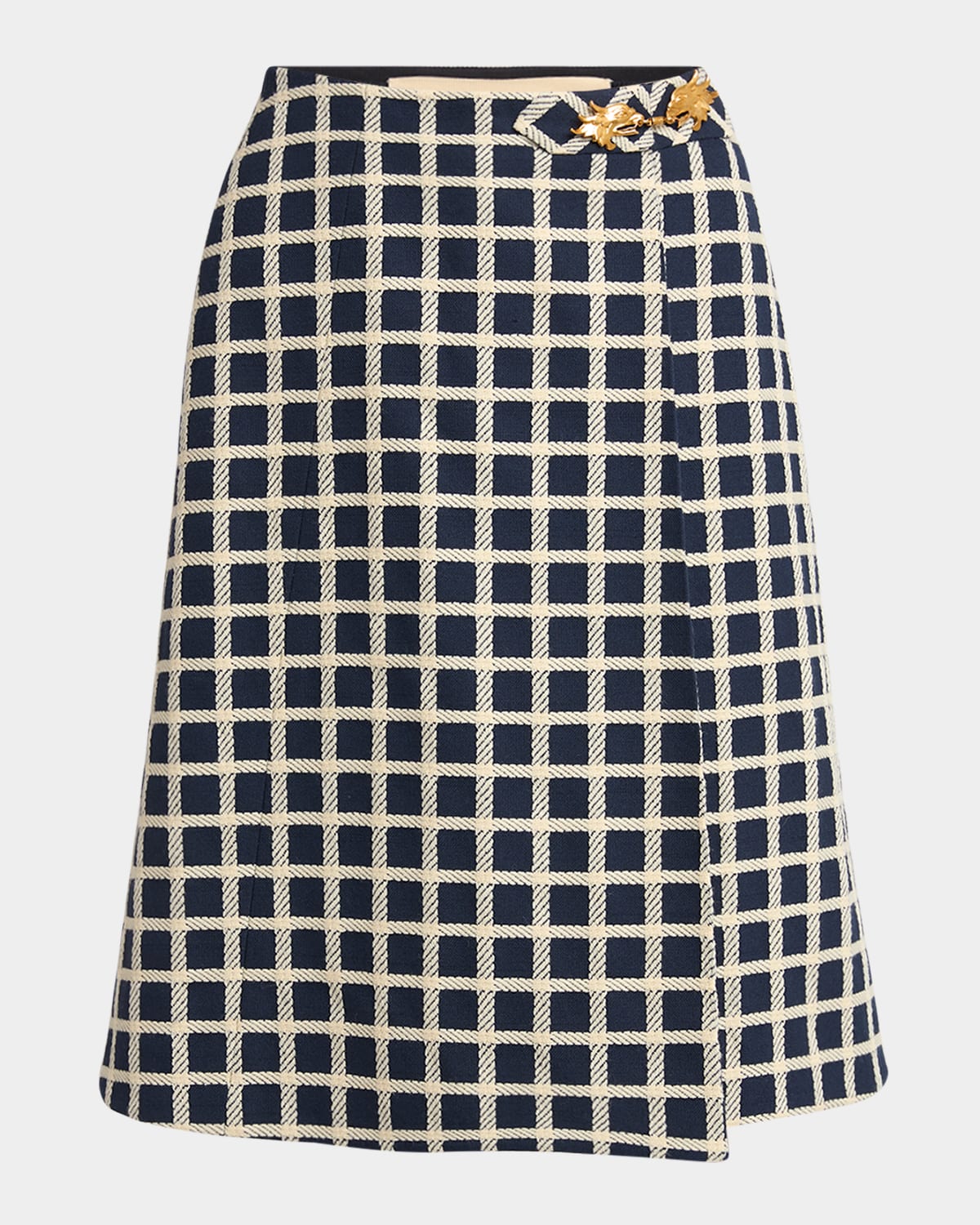 Valentino Window Check Wool-blend Skirt