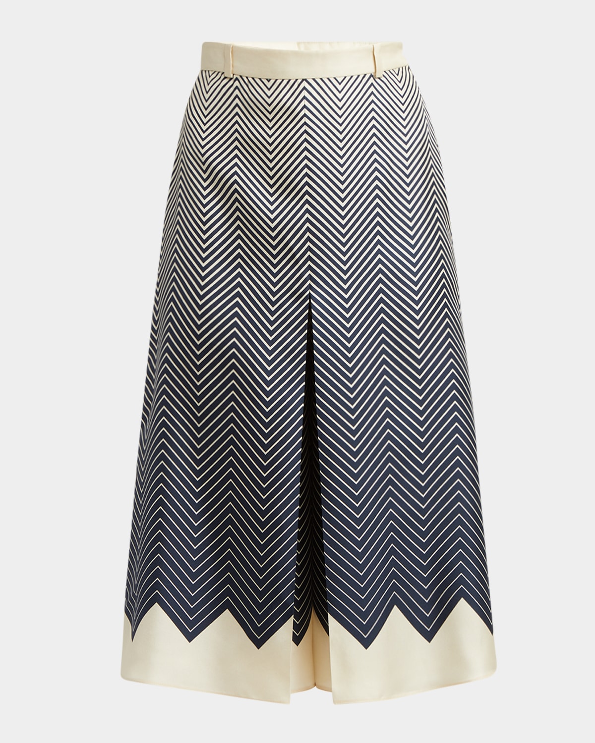 Valentino Optical Degrade Chevron Silk Twill Skirt Pants In Multi