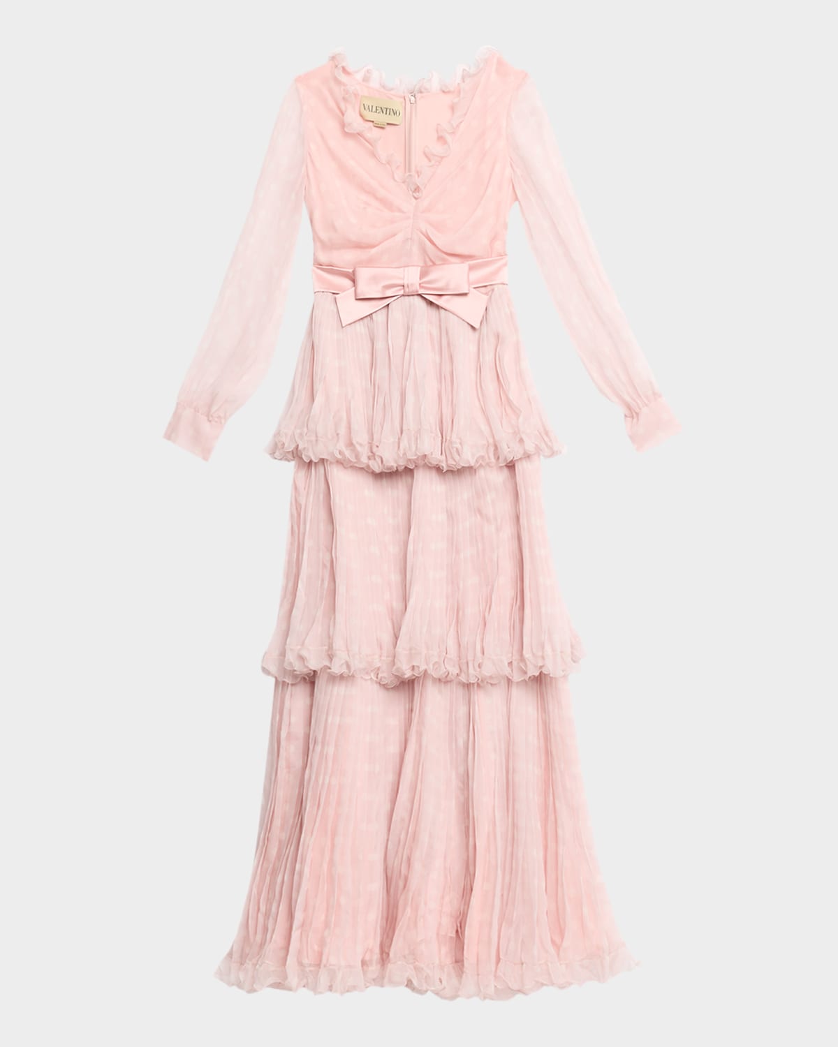 Valentino Garavani Polka-Dot Chiffon Tiered Ruffle Gown