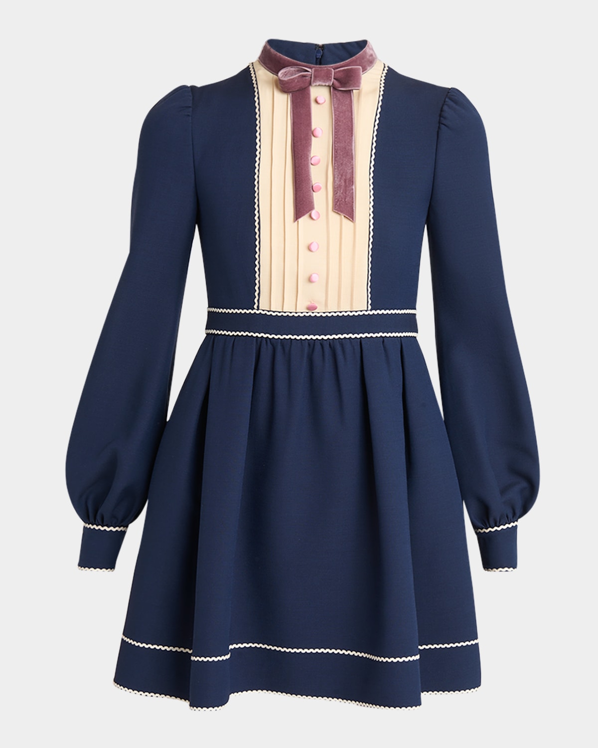 Valentino Pleated Pintuck Bow-front Mini Dress