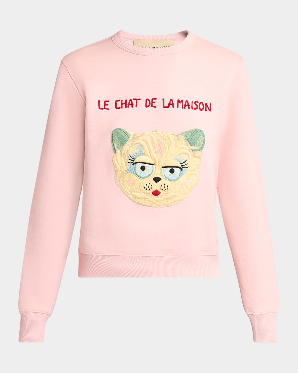 Valentino Cat-embroidered Cotton Jersey Sweatshirt