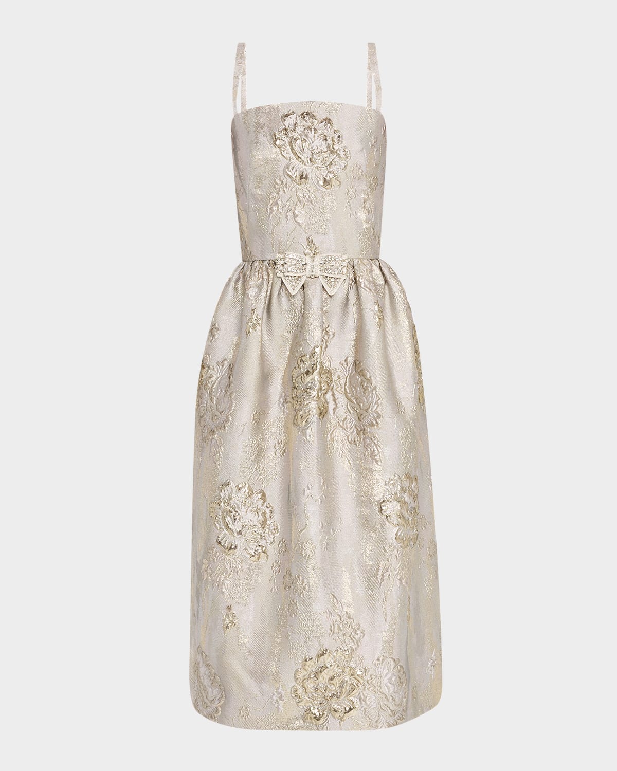 Sleeveless Brocade Midi Cocktail Dress