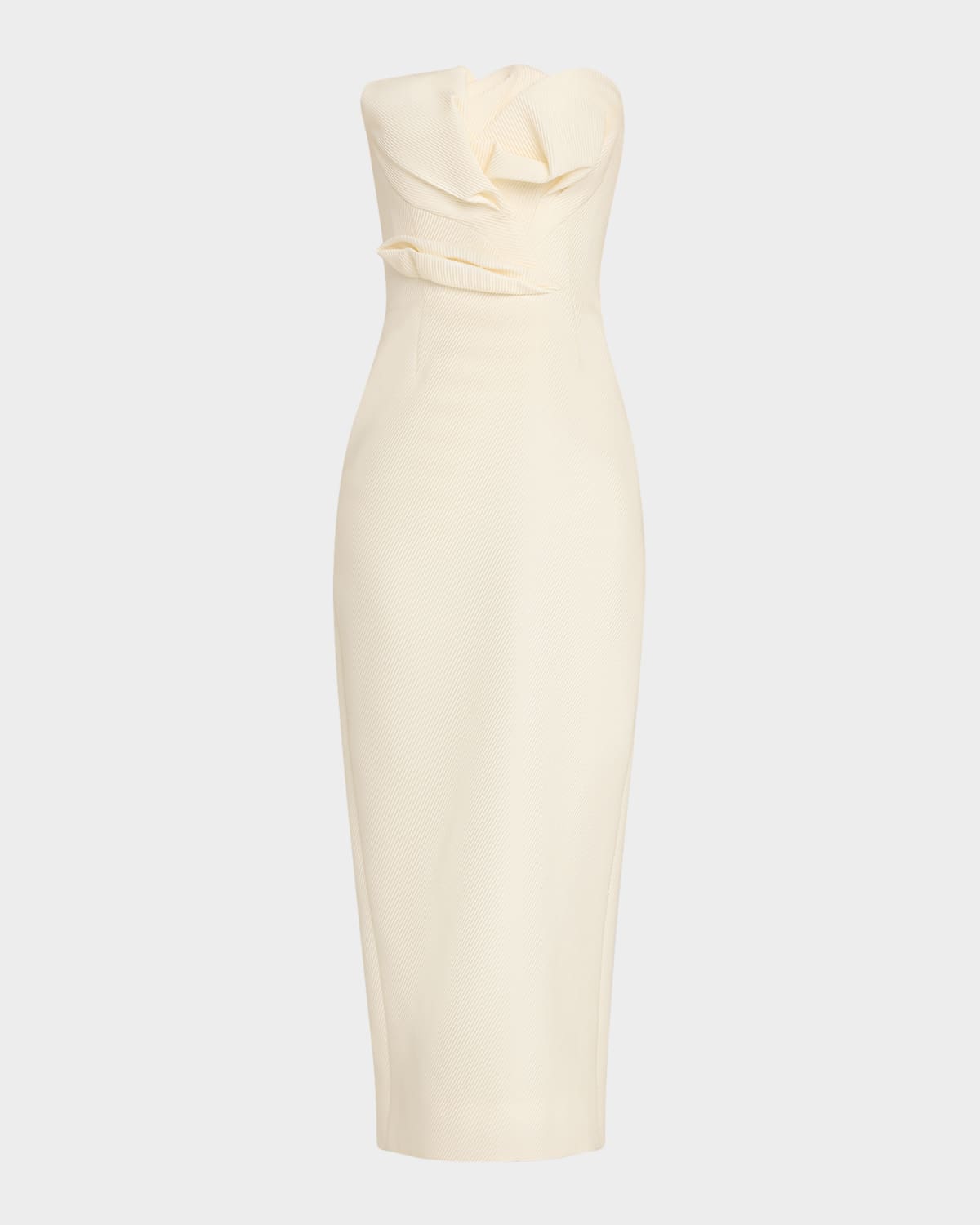 Lela Rose Draped Tulip Strapless Sheath Ankle Dress