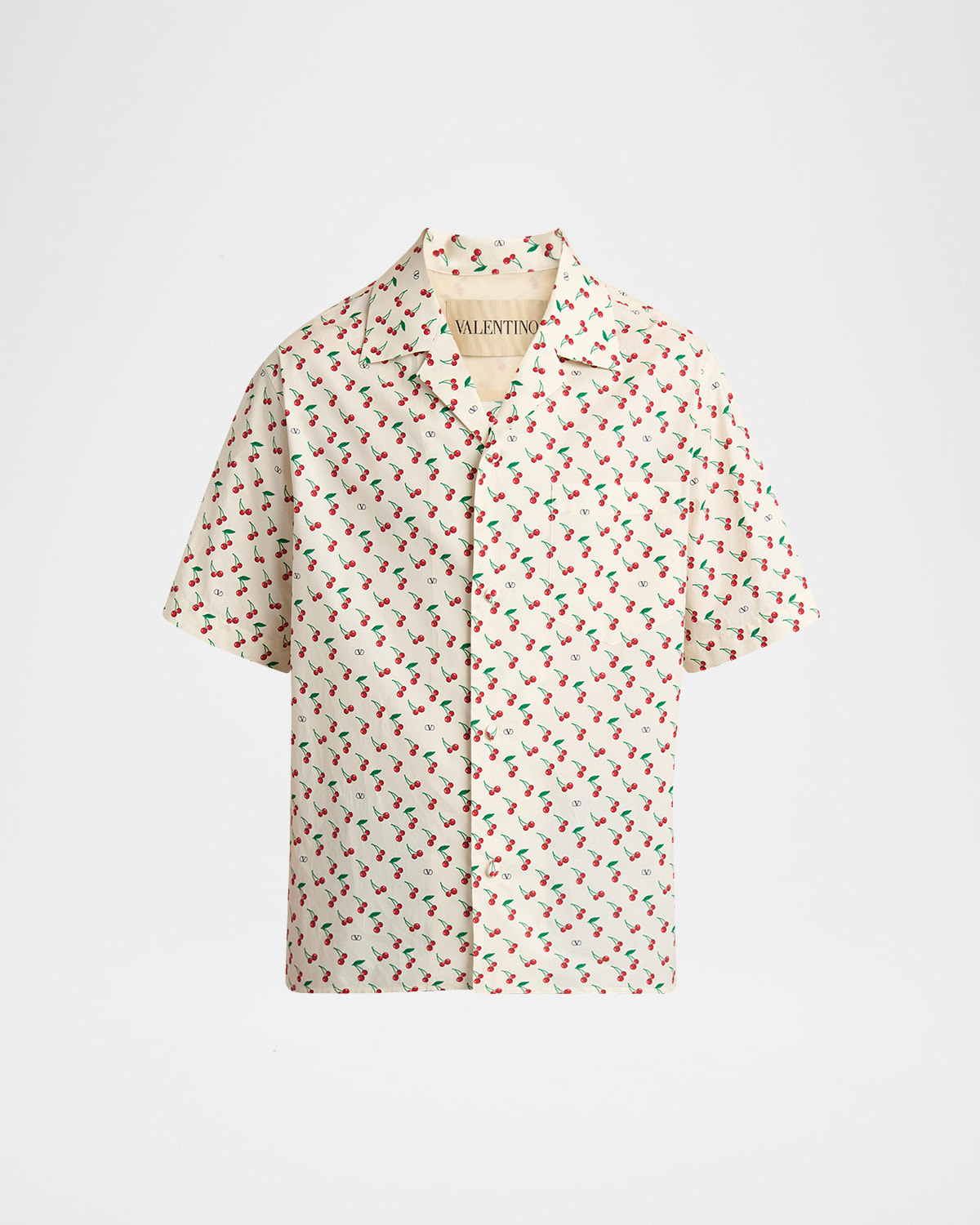 Valentino Cotton Poplin Bowling Shirt With Cherryfic Print