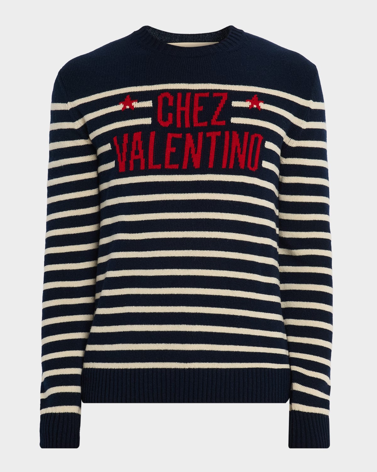 Valentino "chez Valentine" Wool Sweater In Blue