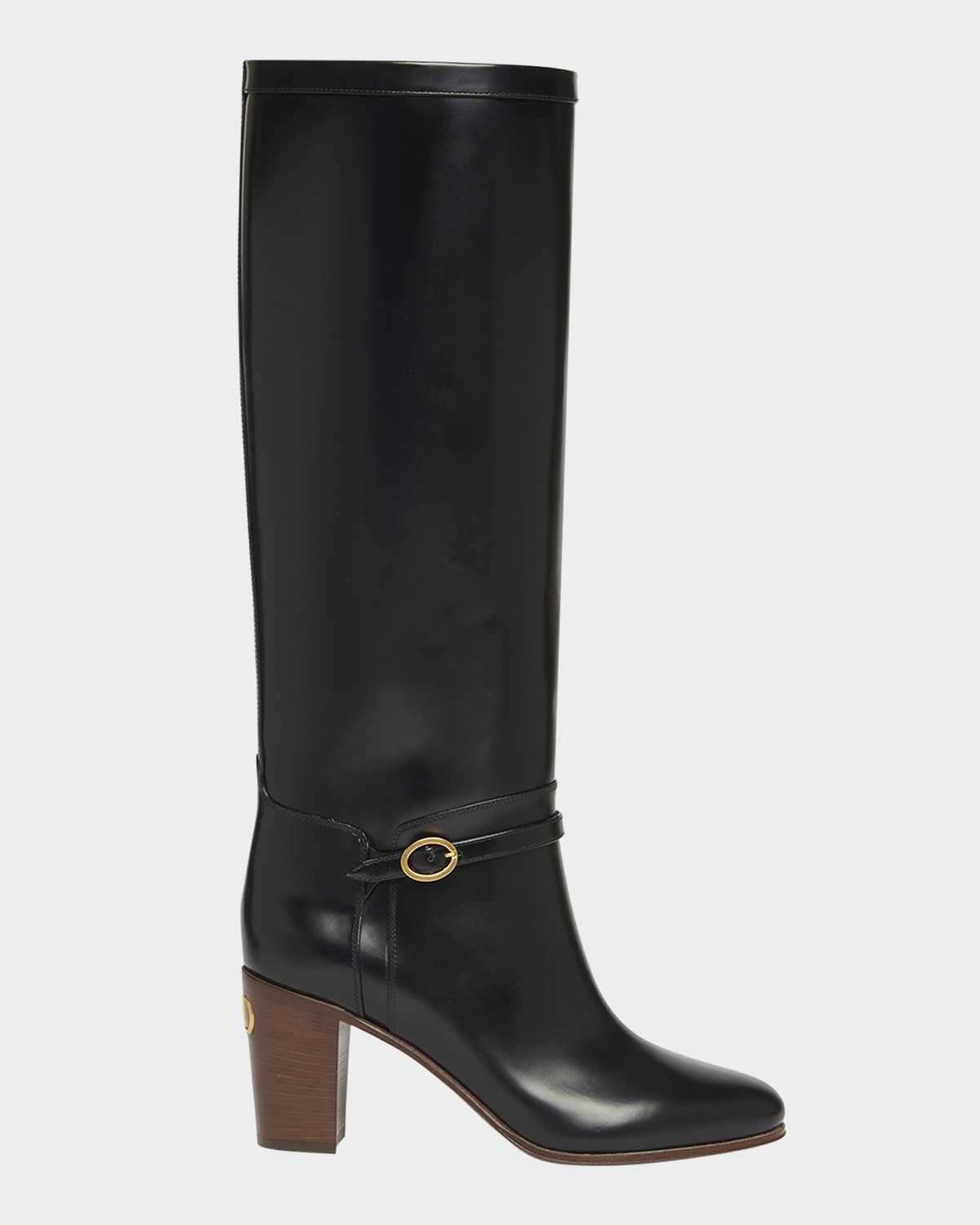 Valentino Garavani Pattie 75 Buckle-embellished Leather Boots In Black