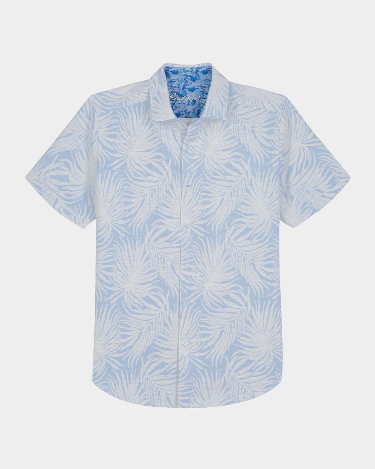 Robert Graham Royal Palms Jacquard Short Sleeve Button-up Shirt In Light Blue