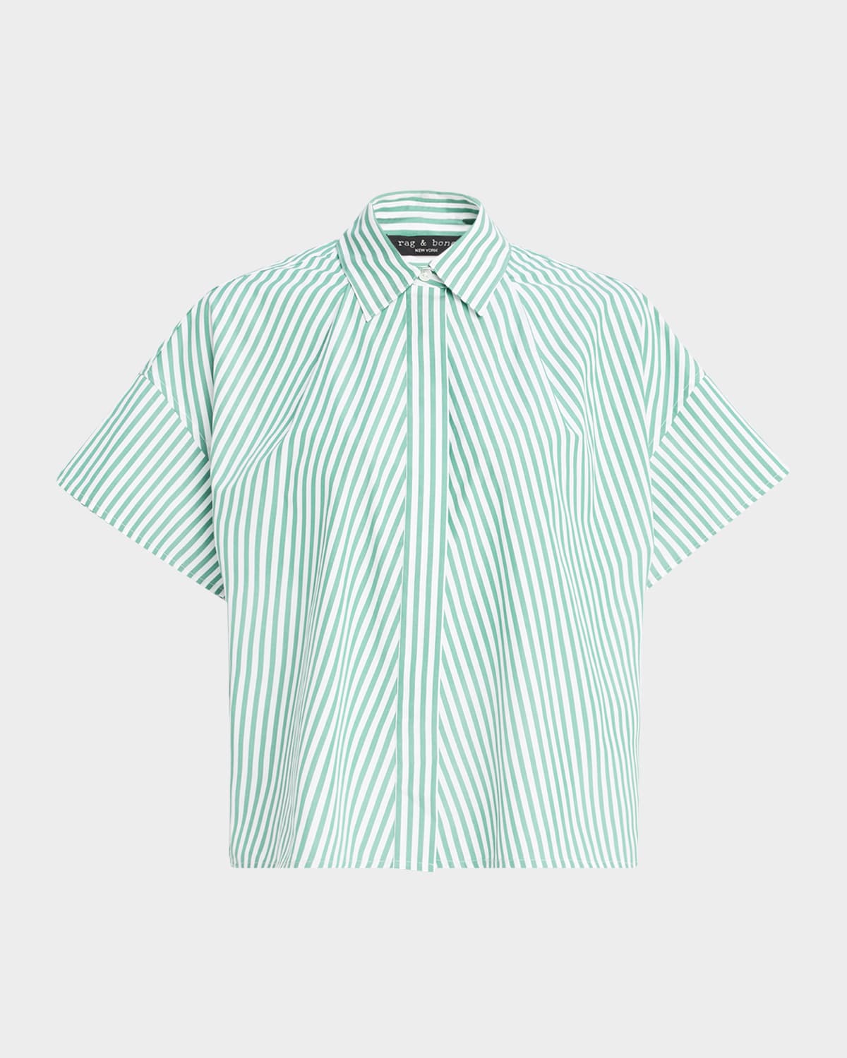 Rag & Bone Martha Short-sleeve Stripe Poplin Shirt In Pinestripe