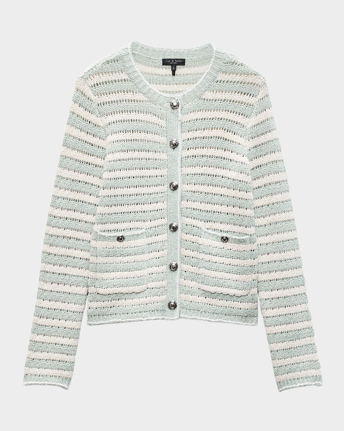 Rag & Bone Jace Stripe Cardigan In Greenmult