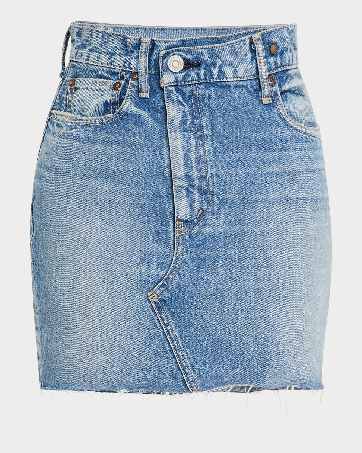 MOUSSY VINTAGE THOMOSTON ASYMMETRIC DENIM MINI SKIRT 