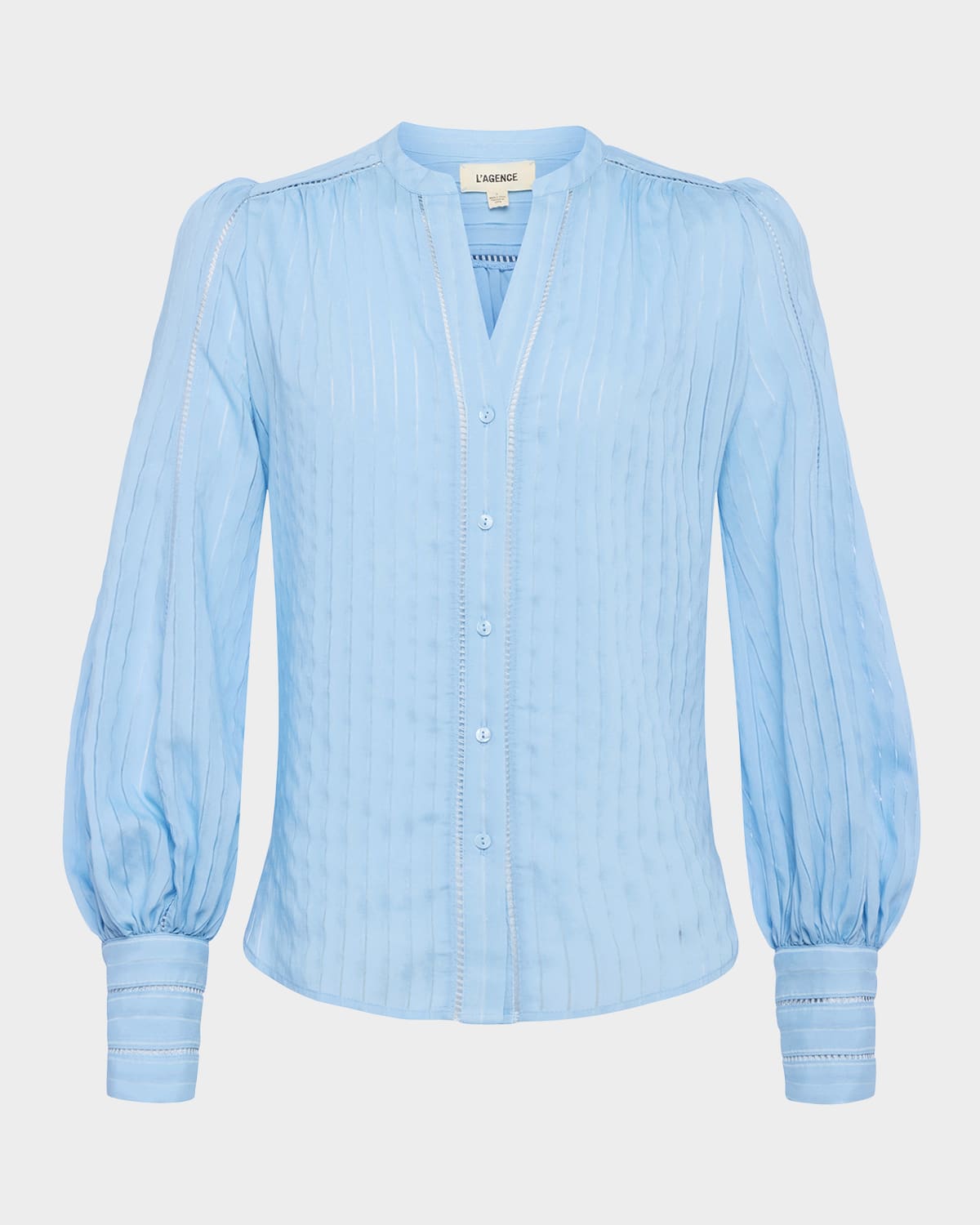 L Agence Kiera Ladder-trim Blouse In Light Blue Fog