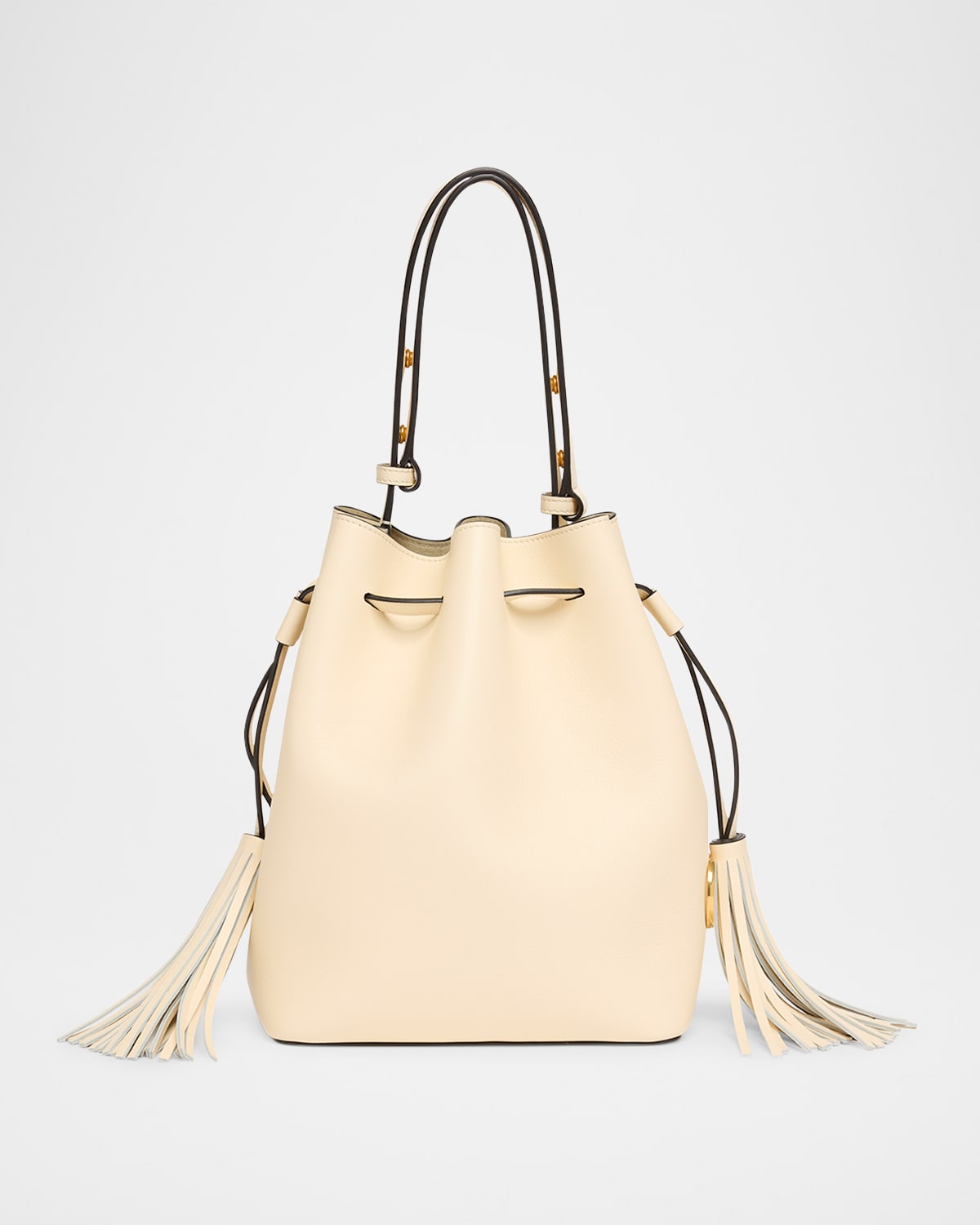 Valentino So Seau Tassel Leather Bucket Bag In Nude