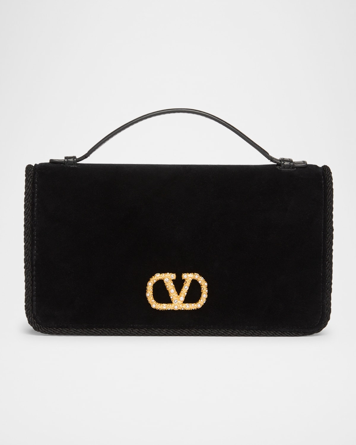 Valentino Vlogo Signature Suede Wallet With Chain Strap