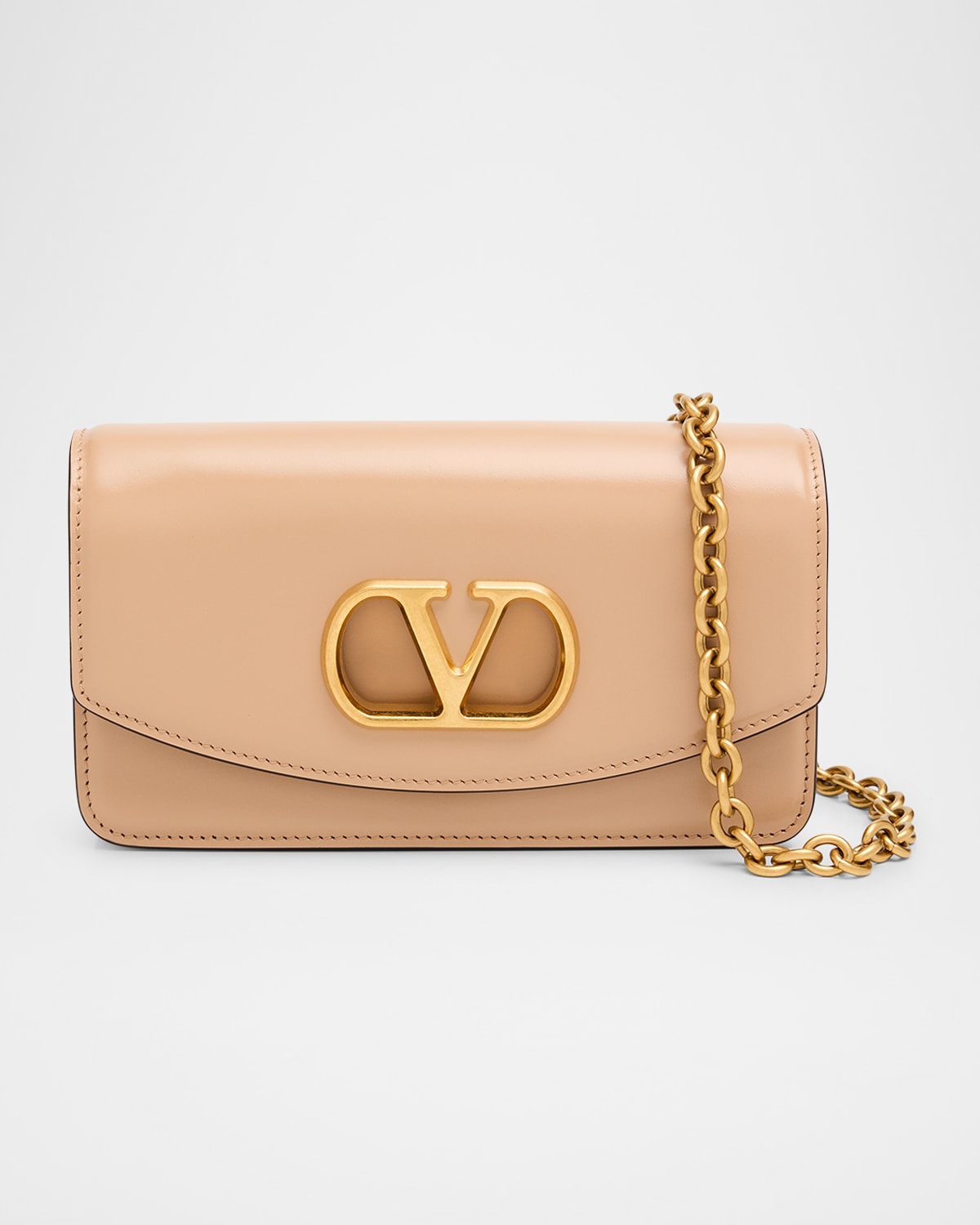 Valentino Garavani Vain Small Flap Leather Clutch Bag