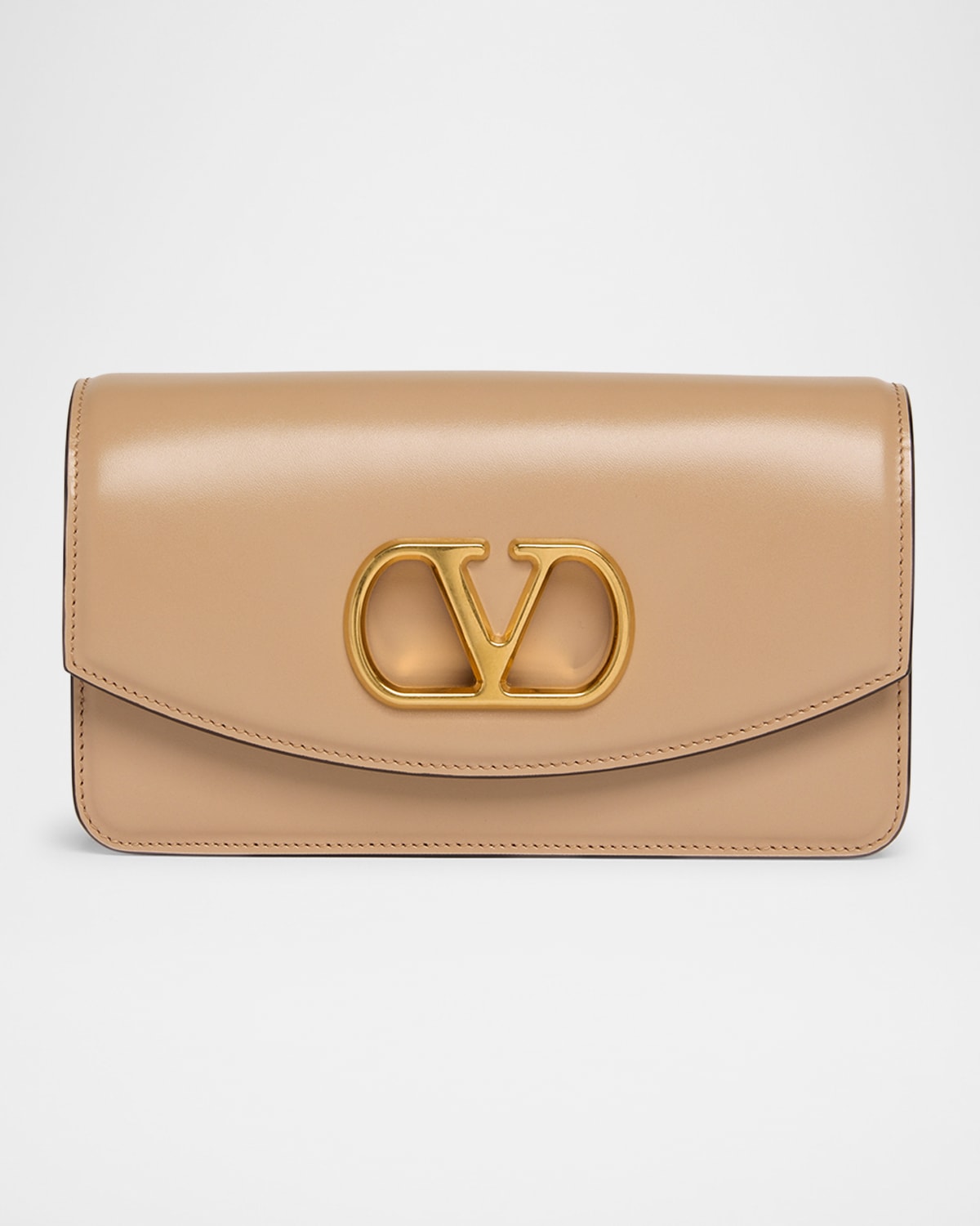 Valentino Vain Small Flap Leather Clutch Bag In Pink