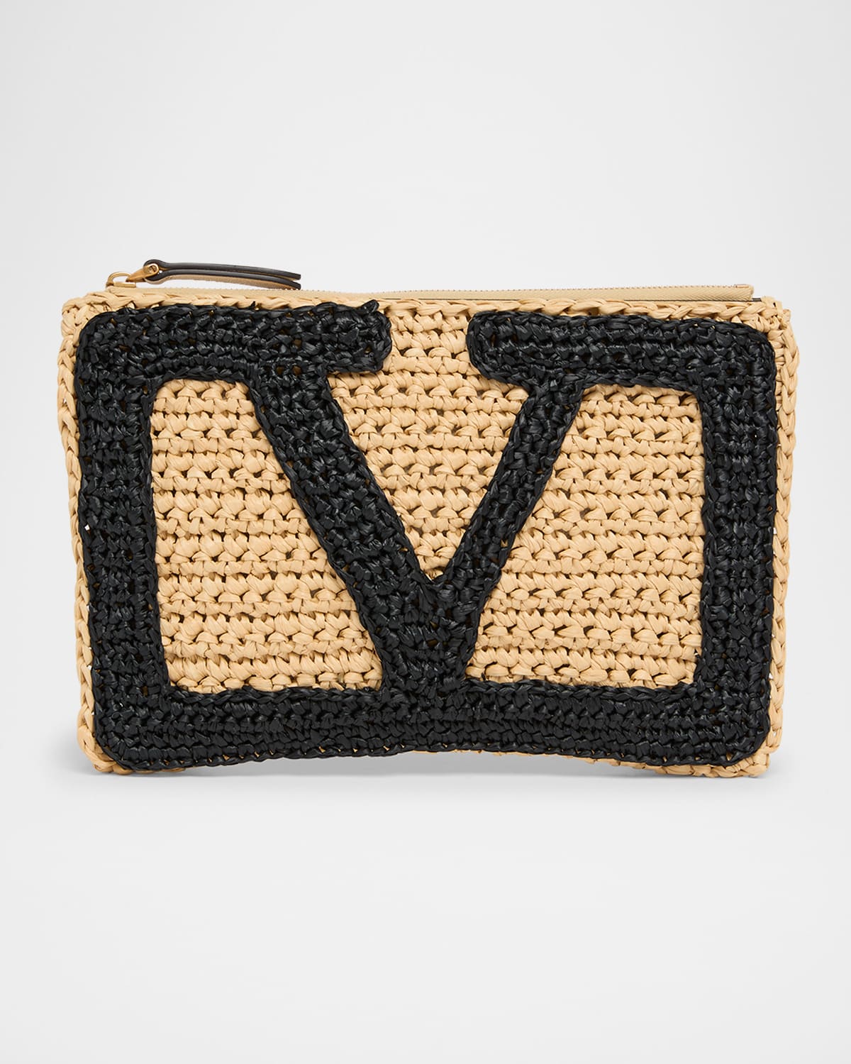 Valentino Garavani Garavani Viva Superstar Small Pouch In Synthetic Raffia Woman Natural Uni