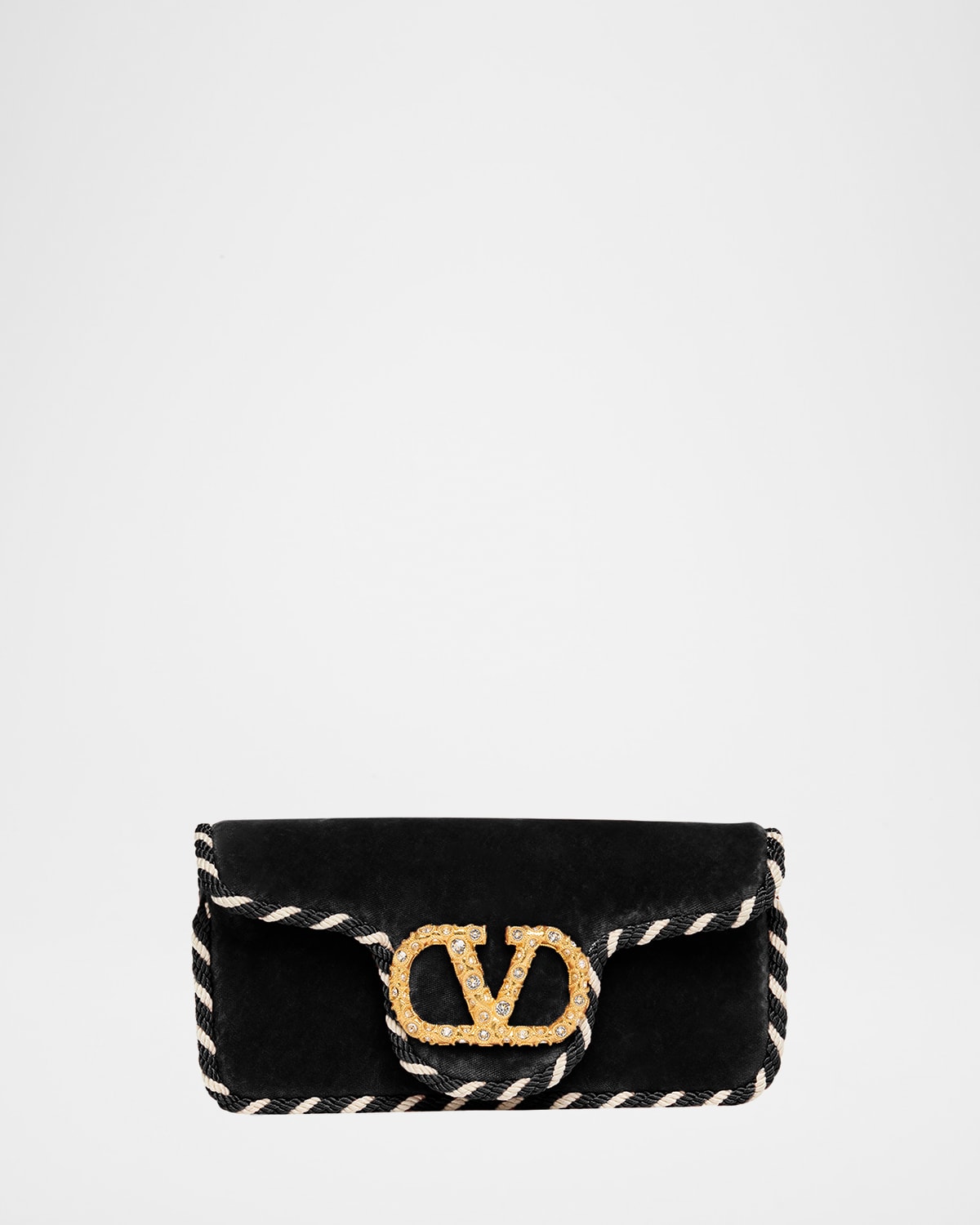 Valentino Garavani Loco Vlogo Velvet Clutch Bag In Multi