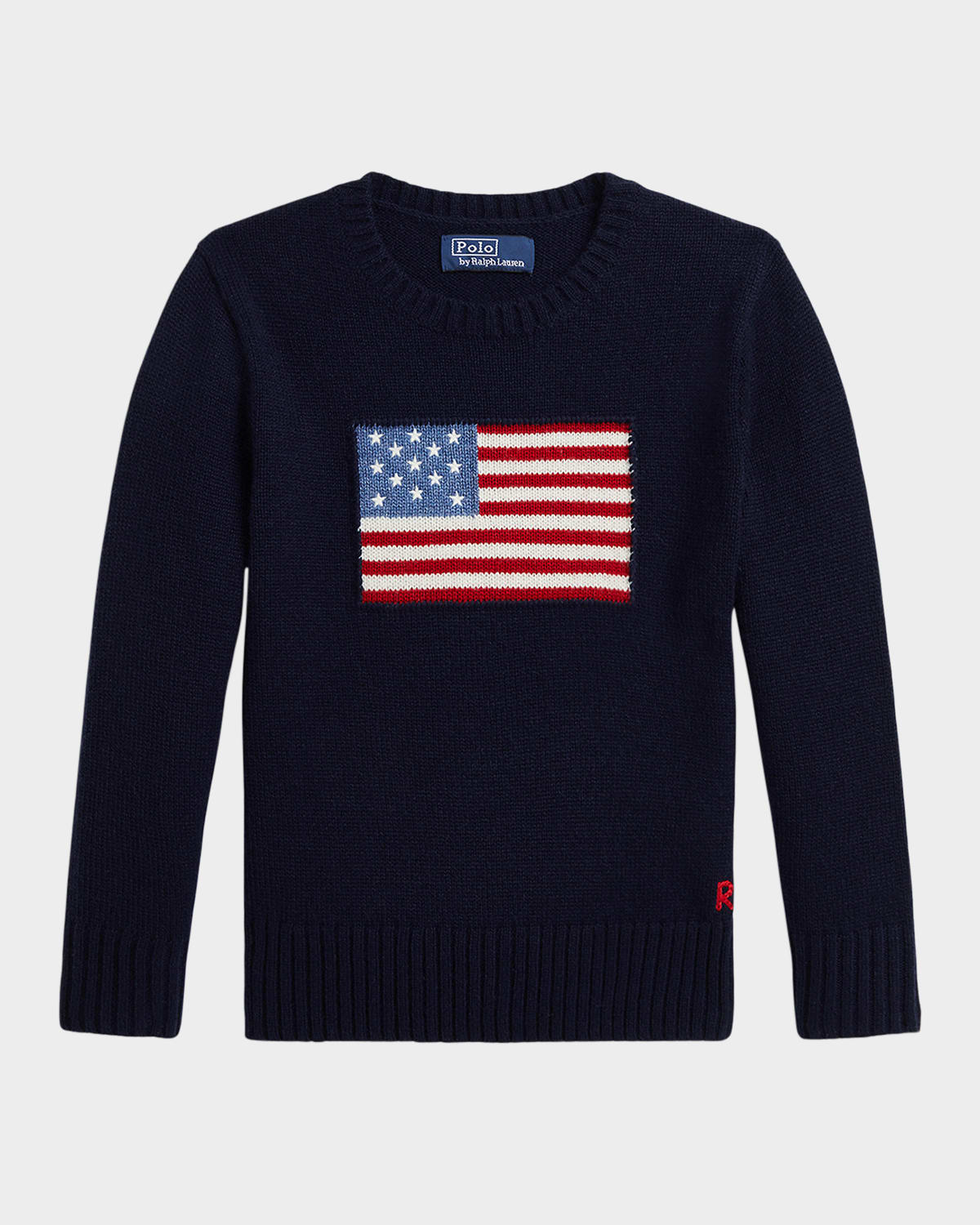 Ralph Lauren Boy's American Flag Cashmere Sweater In Refined Navy