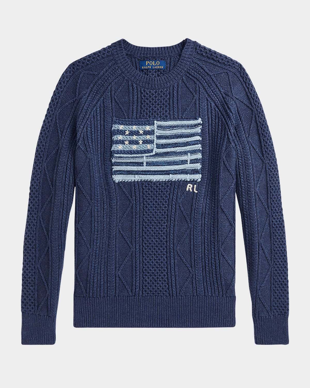 Ralph Lauren Boy's Cotton Faded Flag Sweater In Navy