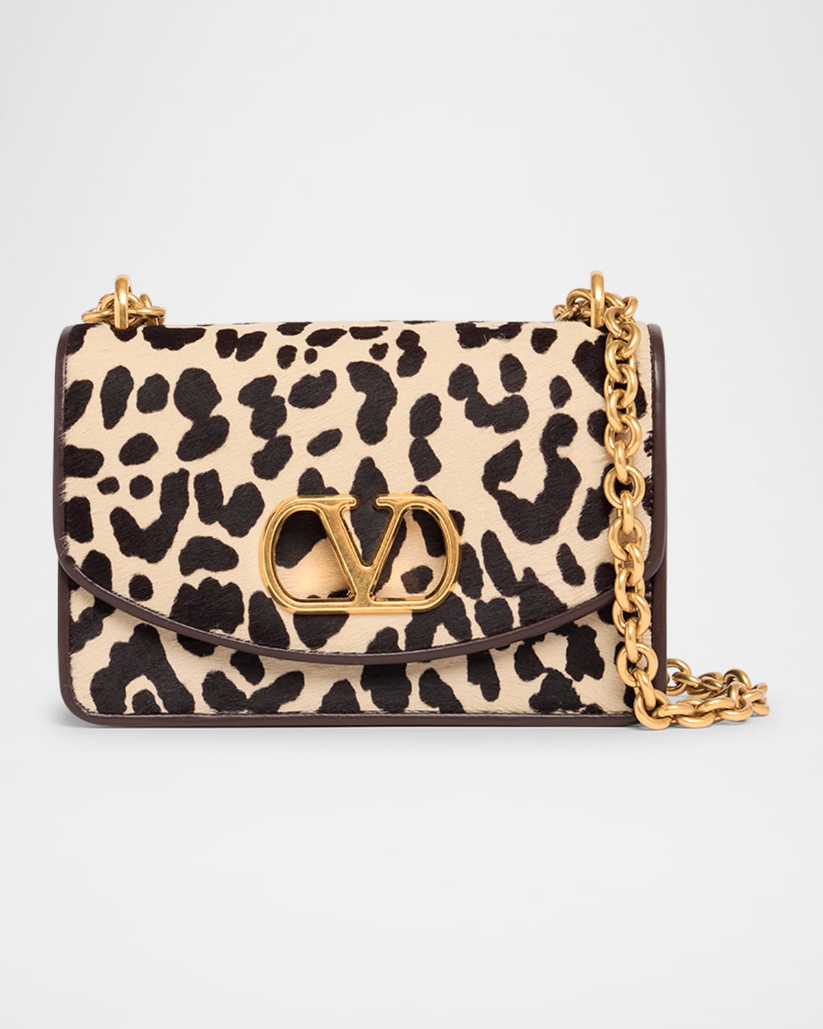 Valentino Garavani Vain Small Cow-print Leather And Calf-hair Shoulder Bag