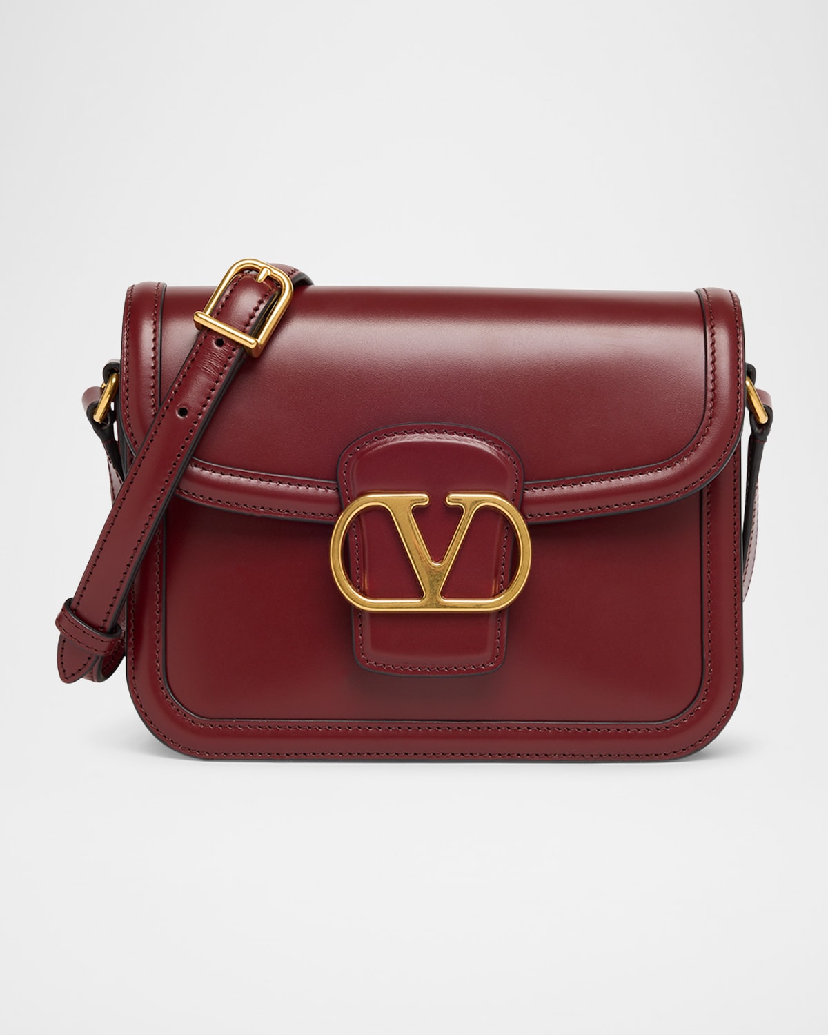 Valentino Womens Brick Ruby 9to5 Small Leather Shoulder Bag In Burgundy