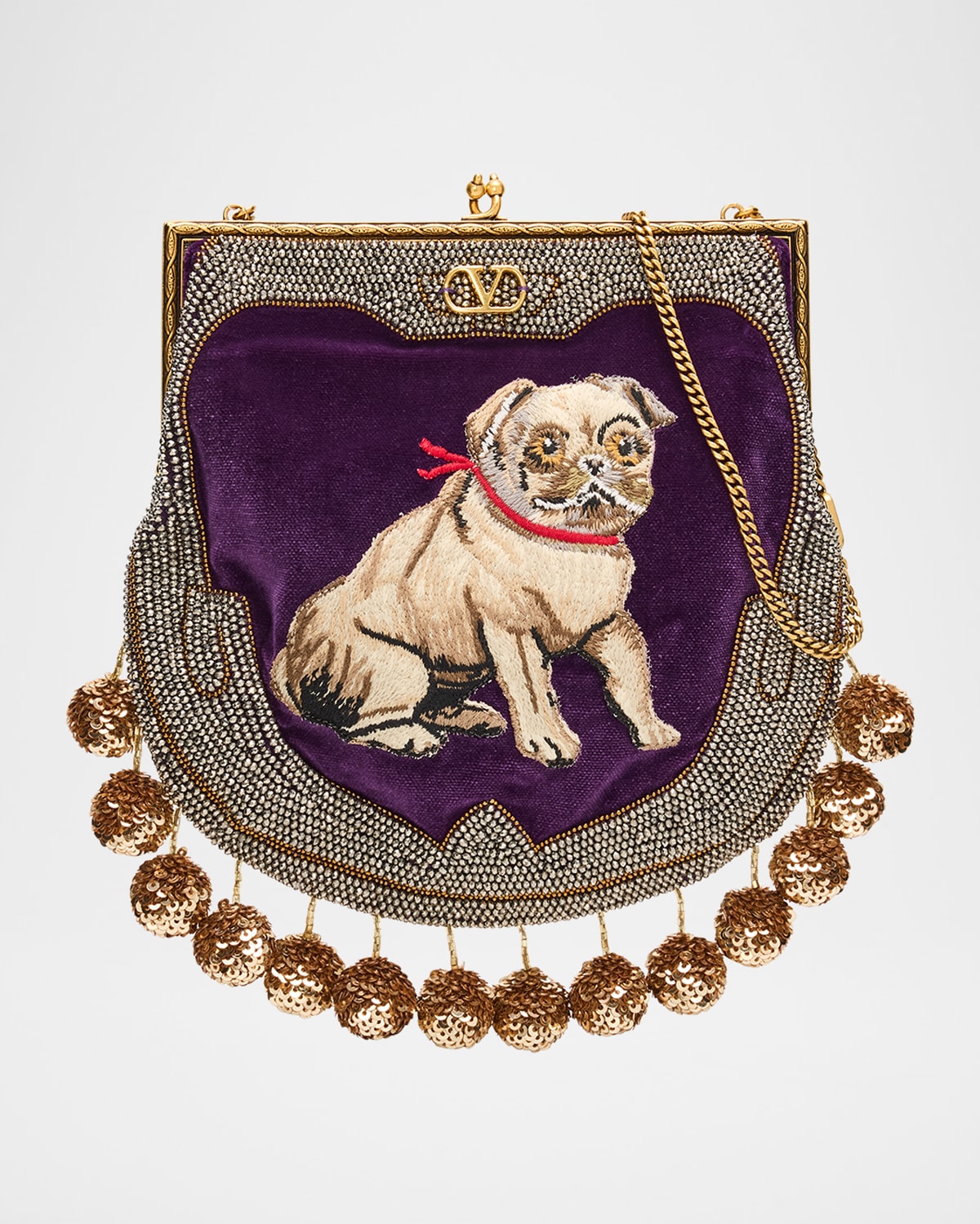 Valentino Nellcote Fairytales Dog Velvet Minaudiere In Purple