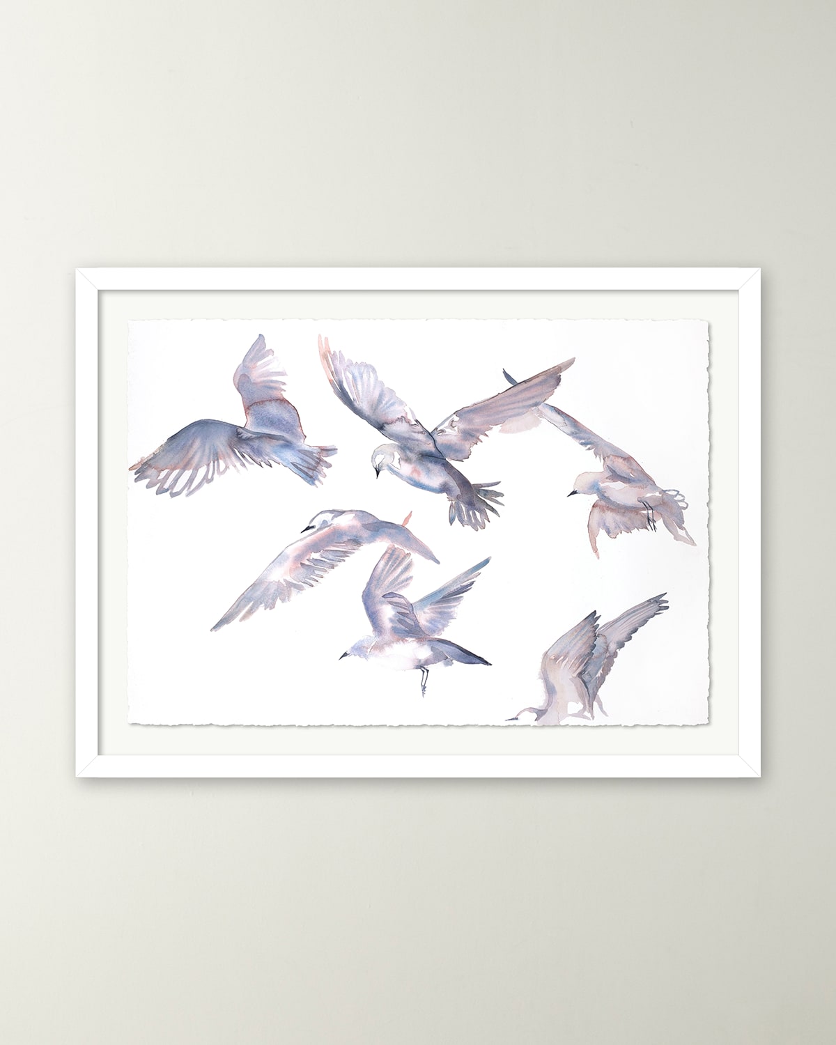 RFA FINE ART SEAGULLS IN FLIGHT FRAMED GICLEE PRINT BY ELIZABETH BECKER 