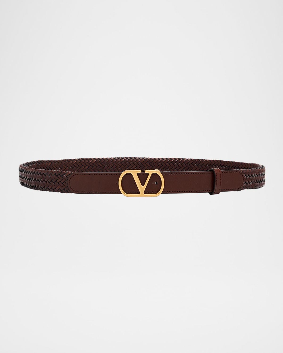 Valentino Vlogo Signature Braided Leather Belt, 25mm In Brown