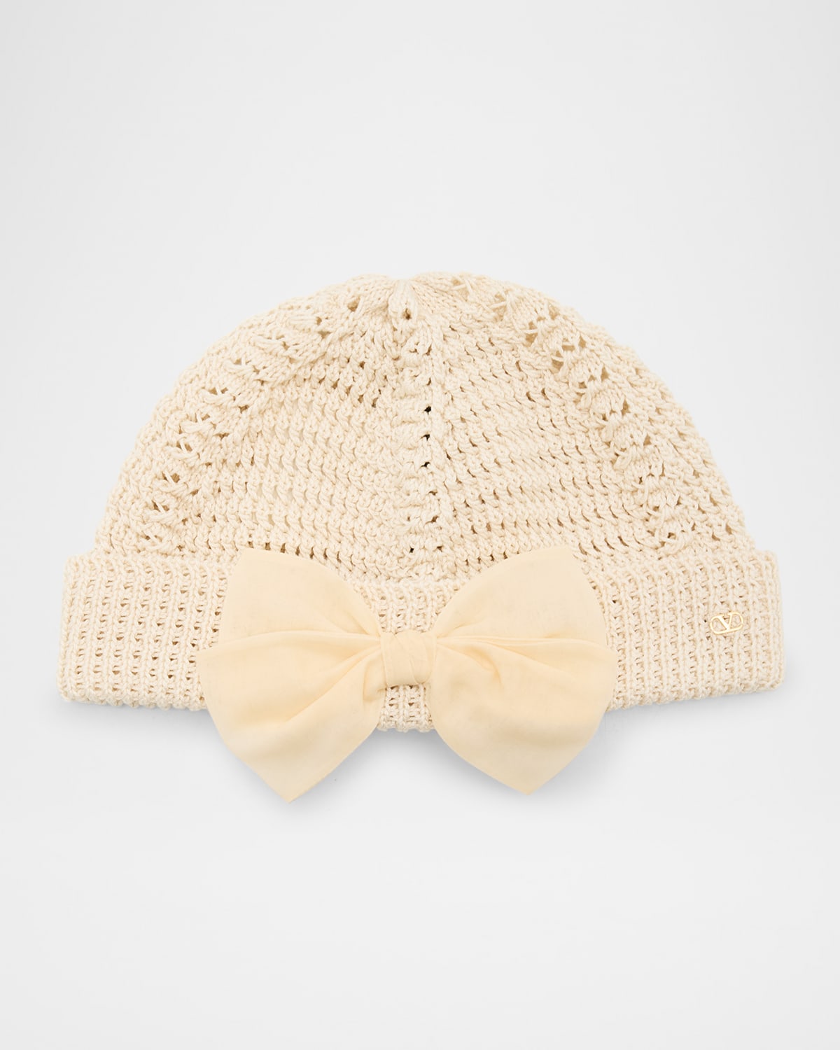 Valentino Vlogo Signature Bow Cotton Knit Beanie