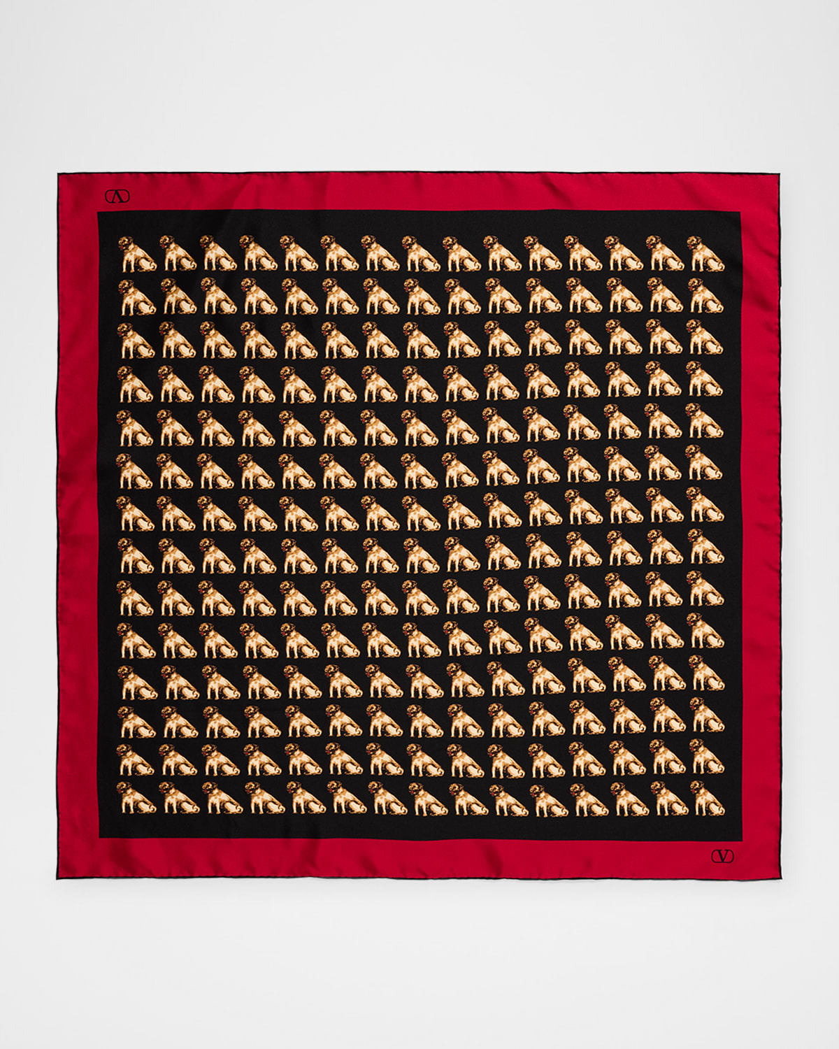 Valentino Garavani Petit Charles Silk Square Scarf In Black
