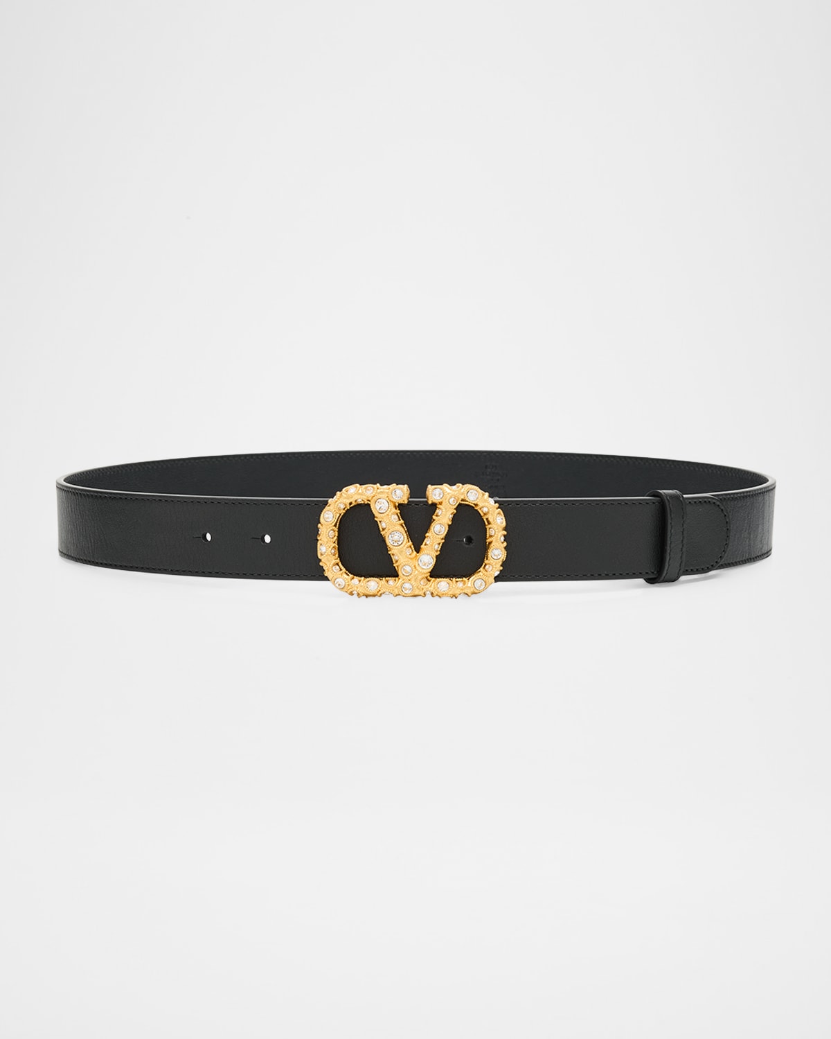VLogo Signature Jeweled Calf Leather Belt, 30mm