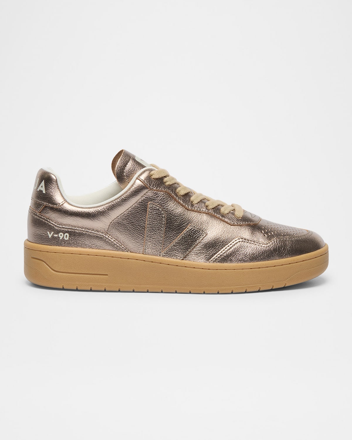 V-90 Metallic Leather Low-Top Sneakers