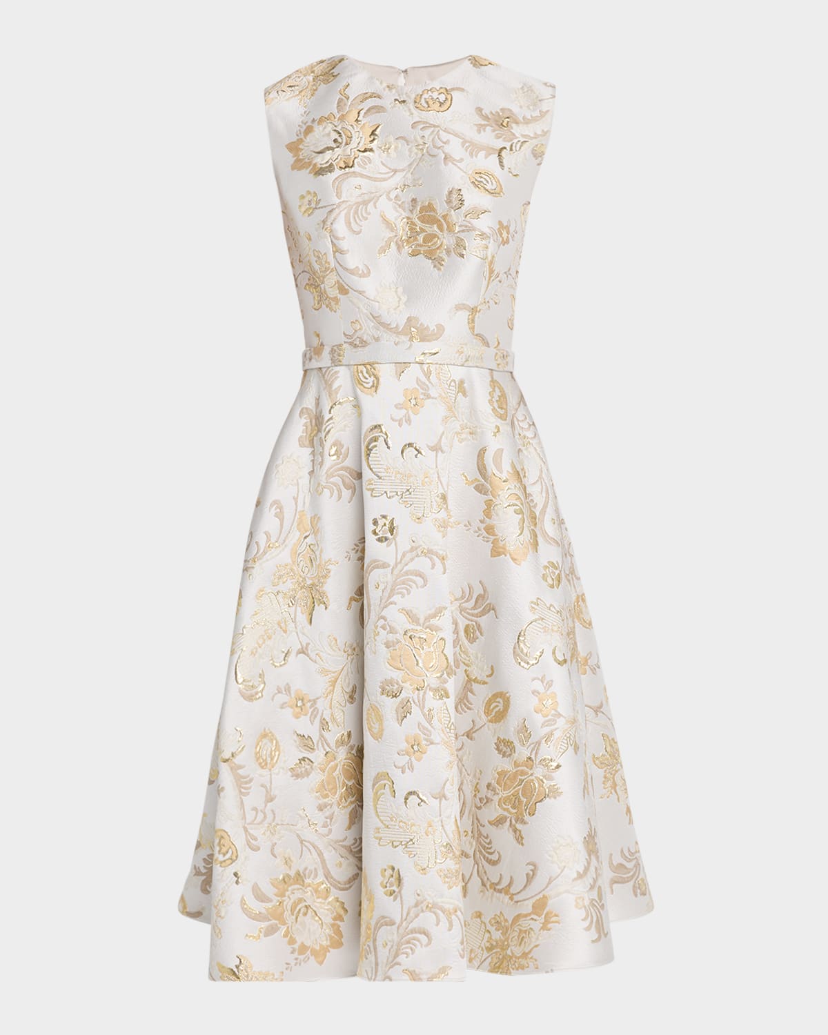 Metallic Jacquard Sleeveless A-Line Dress
