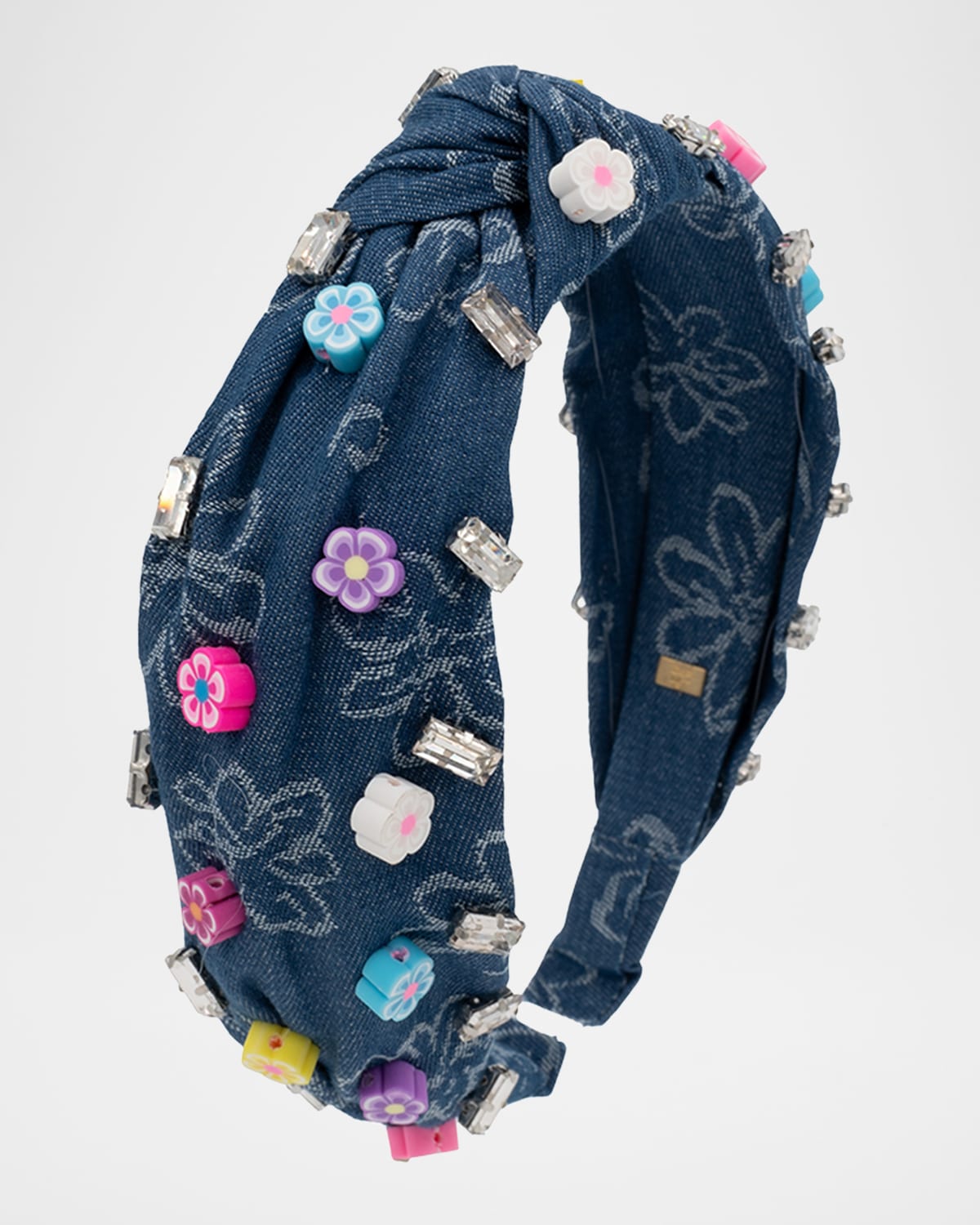 Bari Lynn Girl's Denim Charm Headband In Blue