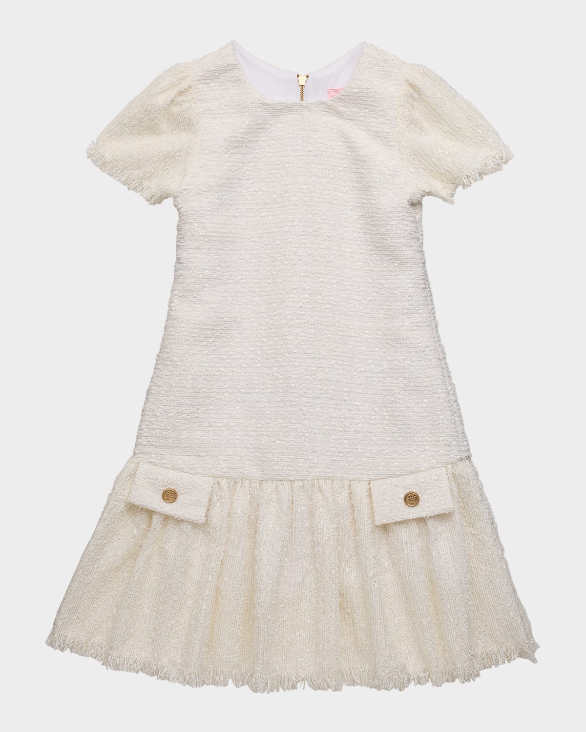 Zoe Girl's Renee Drop Waist Tweed Dress In Ivory
