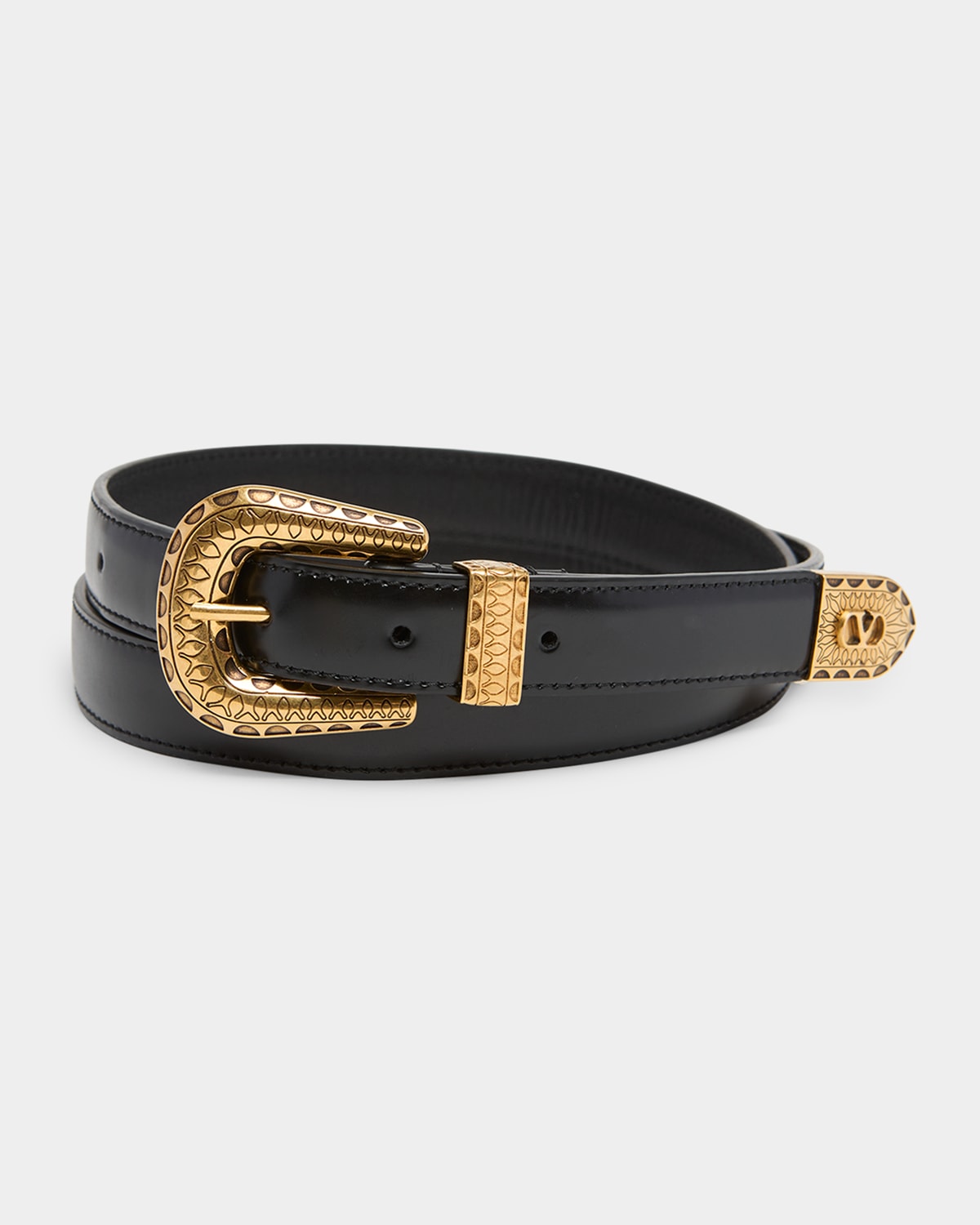 Valentino Men's Vlogo Signature Skinny Leather Belt
