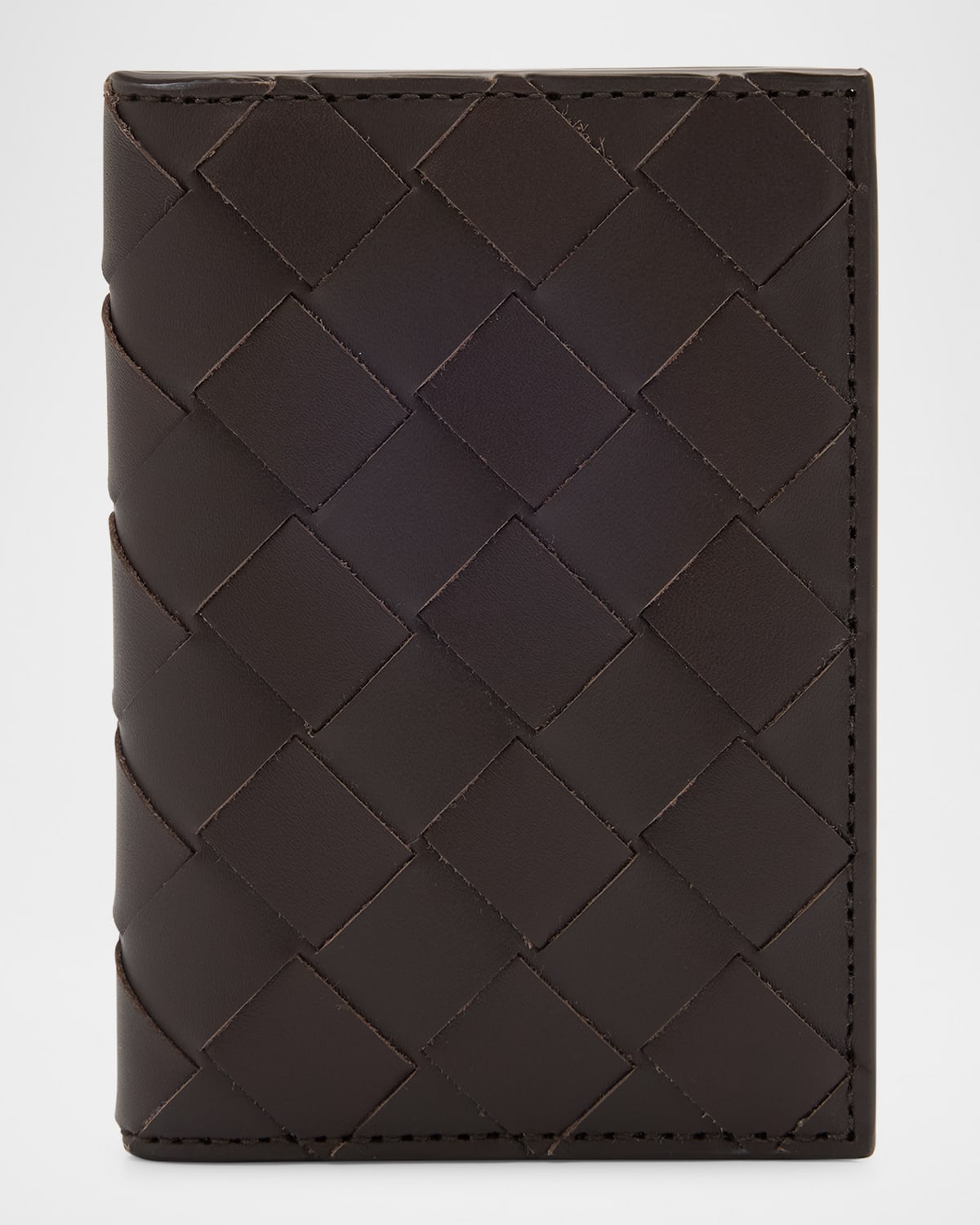 Bottega Veneta Men's Intrecciato Leather Flap Card Case In Truffle