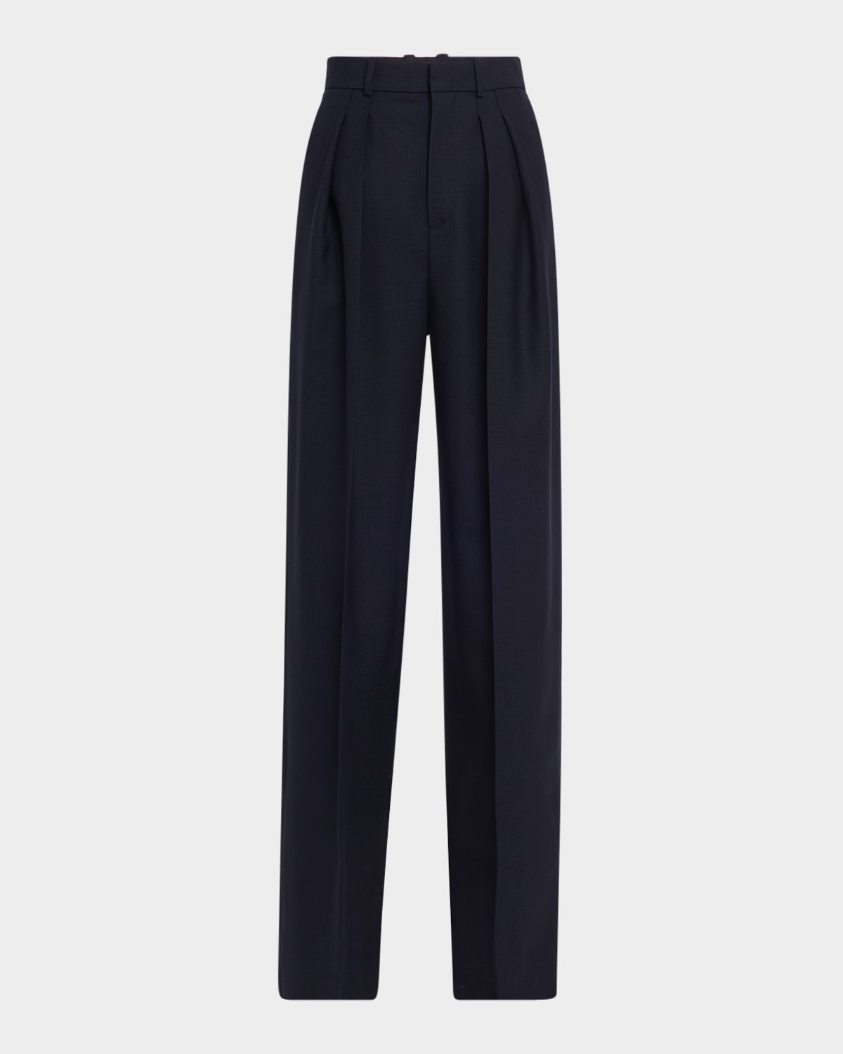Saint Laurent Double-pleated Straight-leg Wool Pants