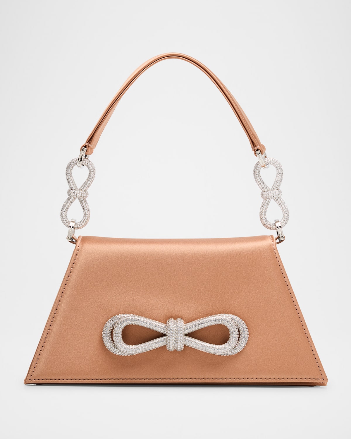 Mach&mach Samantha Double Bow Satin Shoulder Bag In Brown