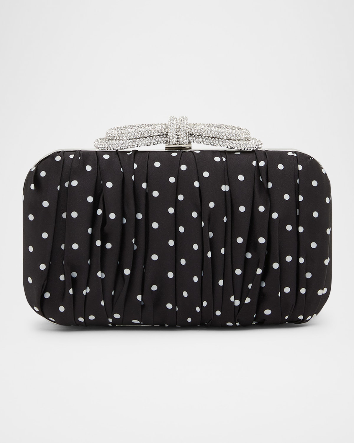 Double Bow Polka Dot Satin Clutch Bag