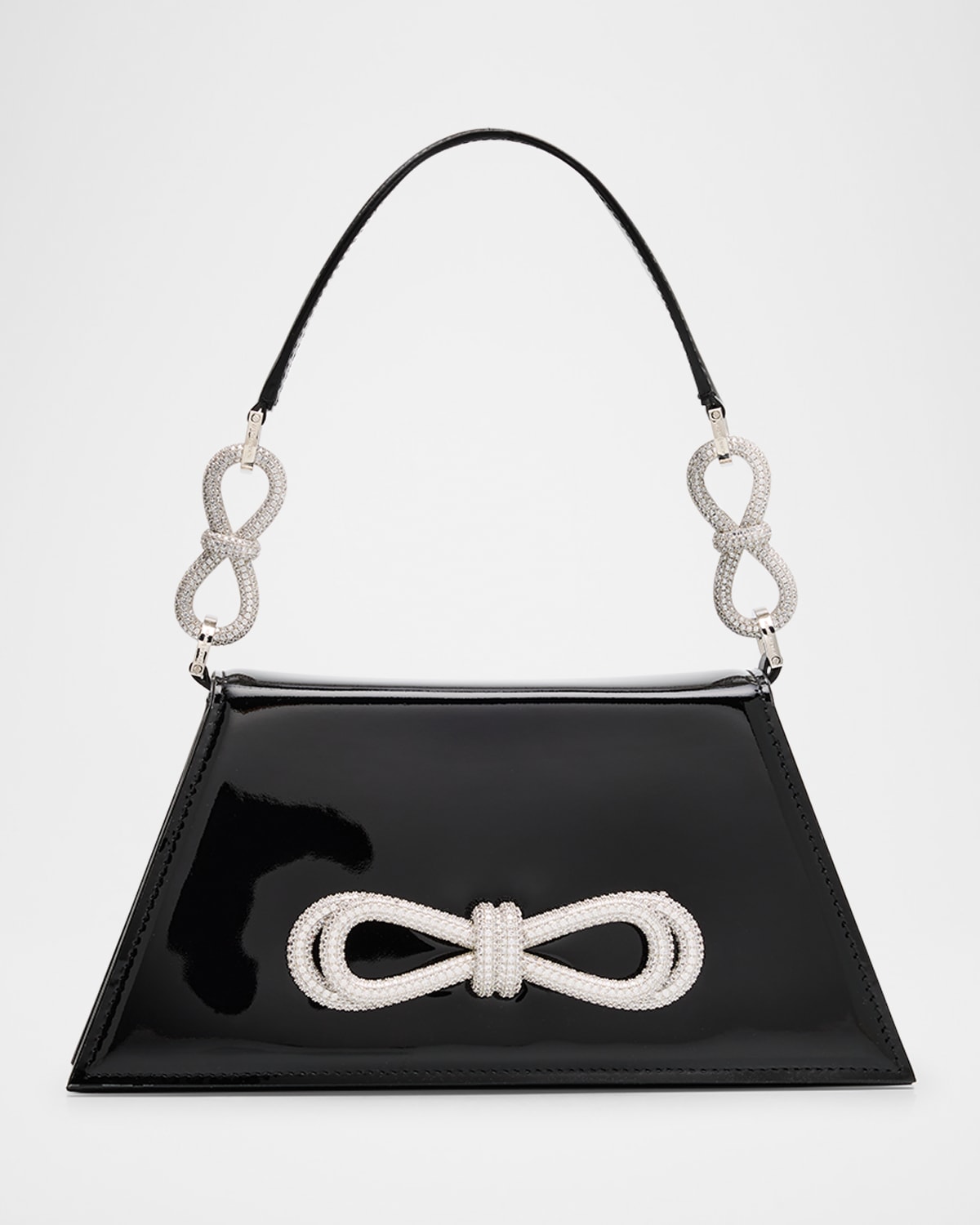 Mach&mach Samantha Double Bow Patent Leather Shoulder Bag In Black