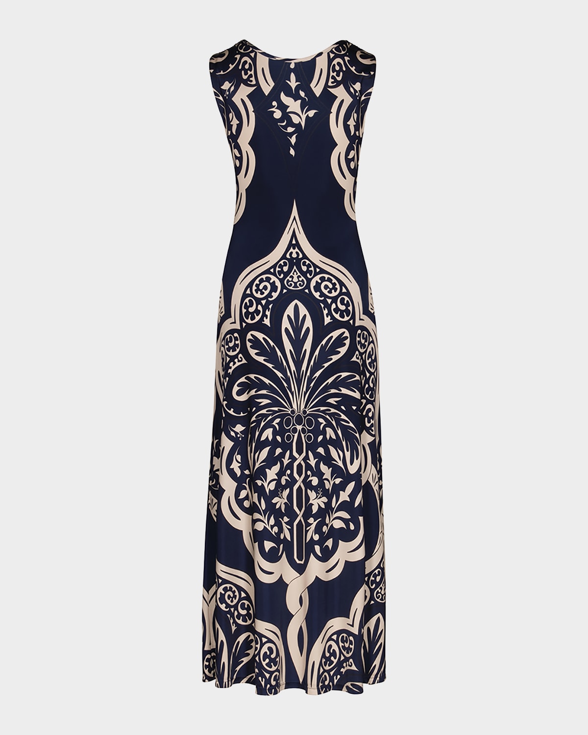 Johanna Ortiz Voyage Reversible Jersey Maxi Dress In Palma Sevillana Navy/ecru