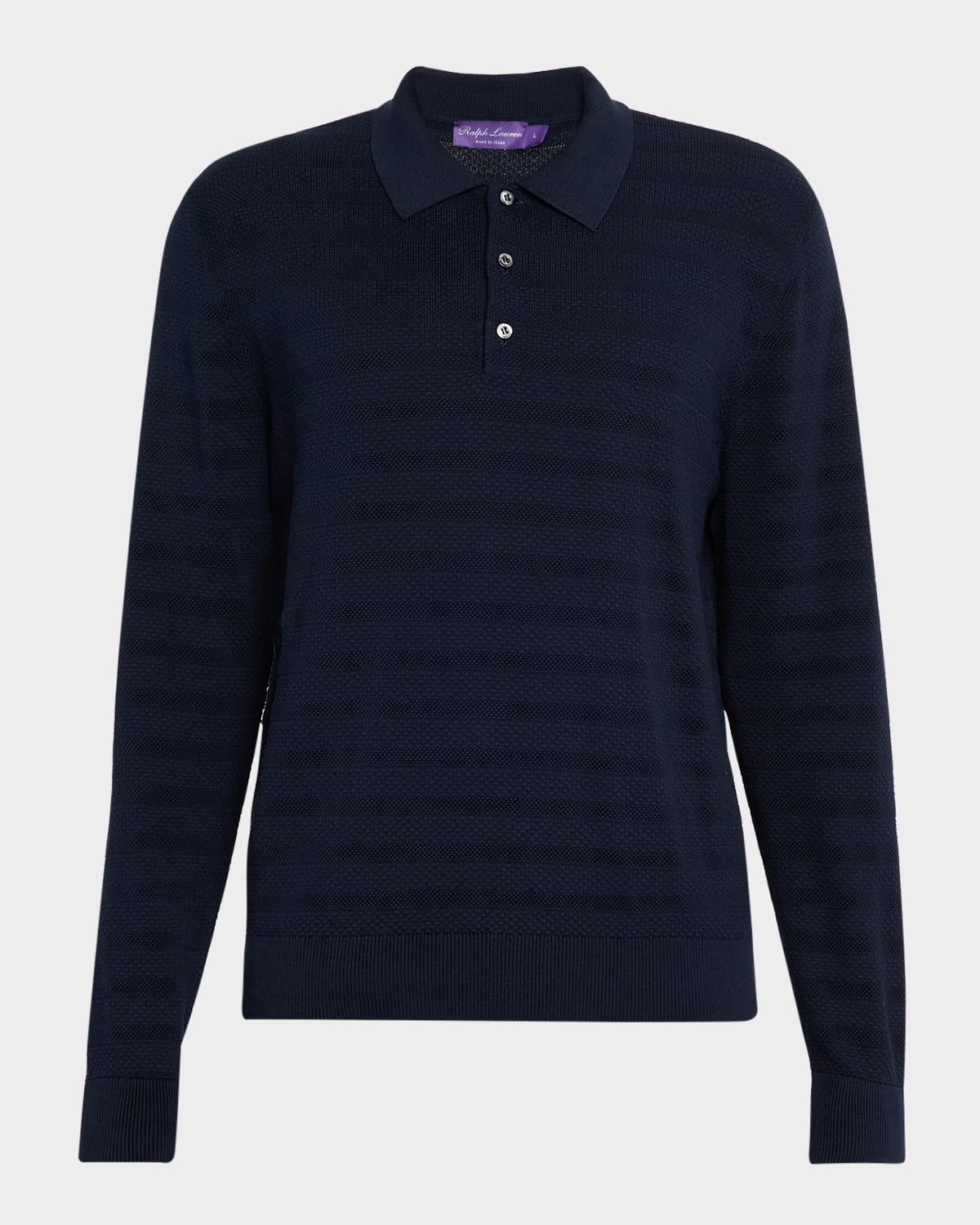 RALPH LAUREN MEN'S TEXTURED SILK-COTTON POLO SWEATER